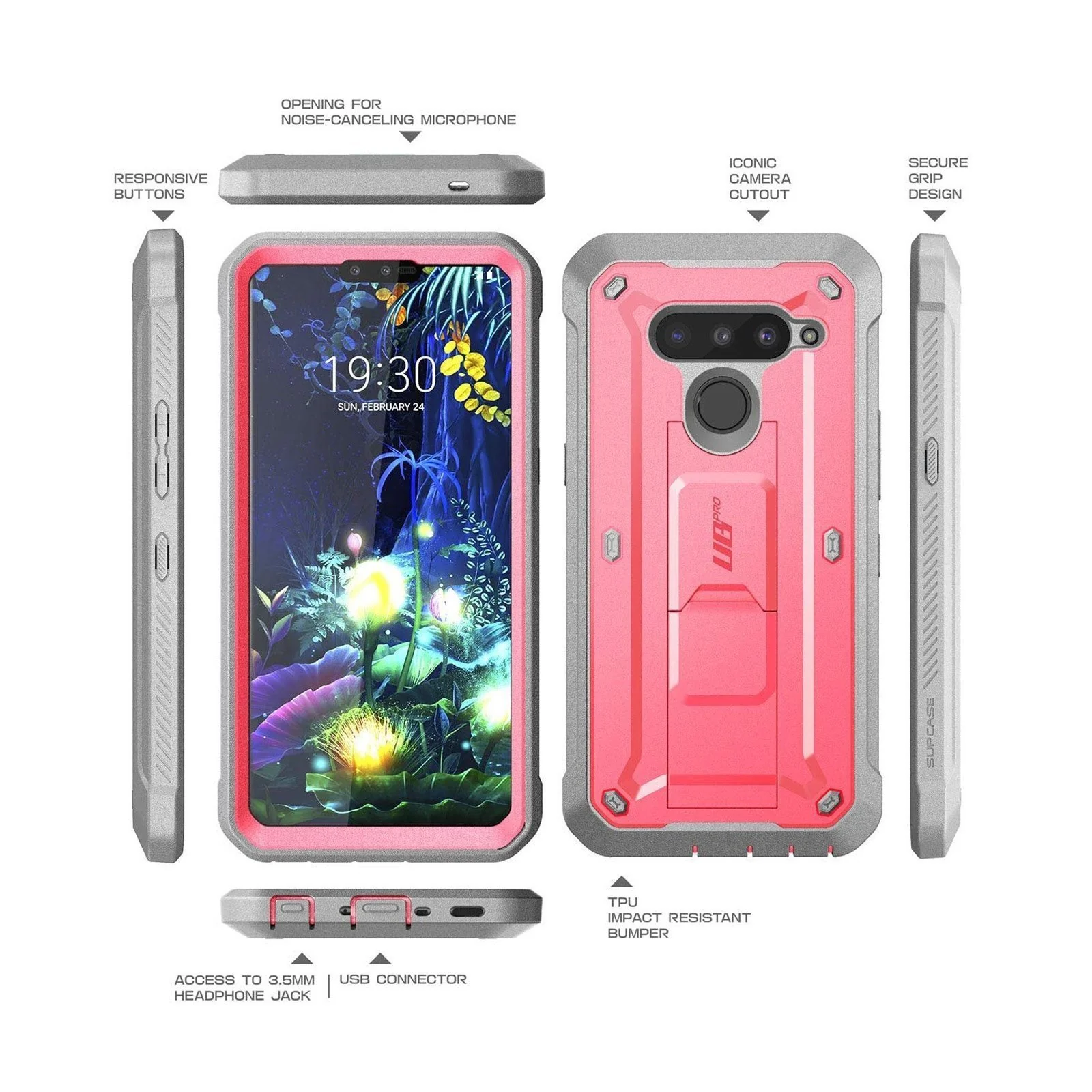 LG V50 ThinQ Unicorn Beetle Pro Full-Body Holster Case-Pink - Image 7
