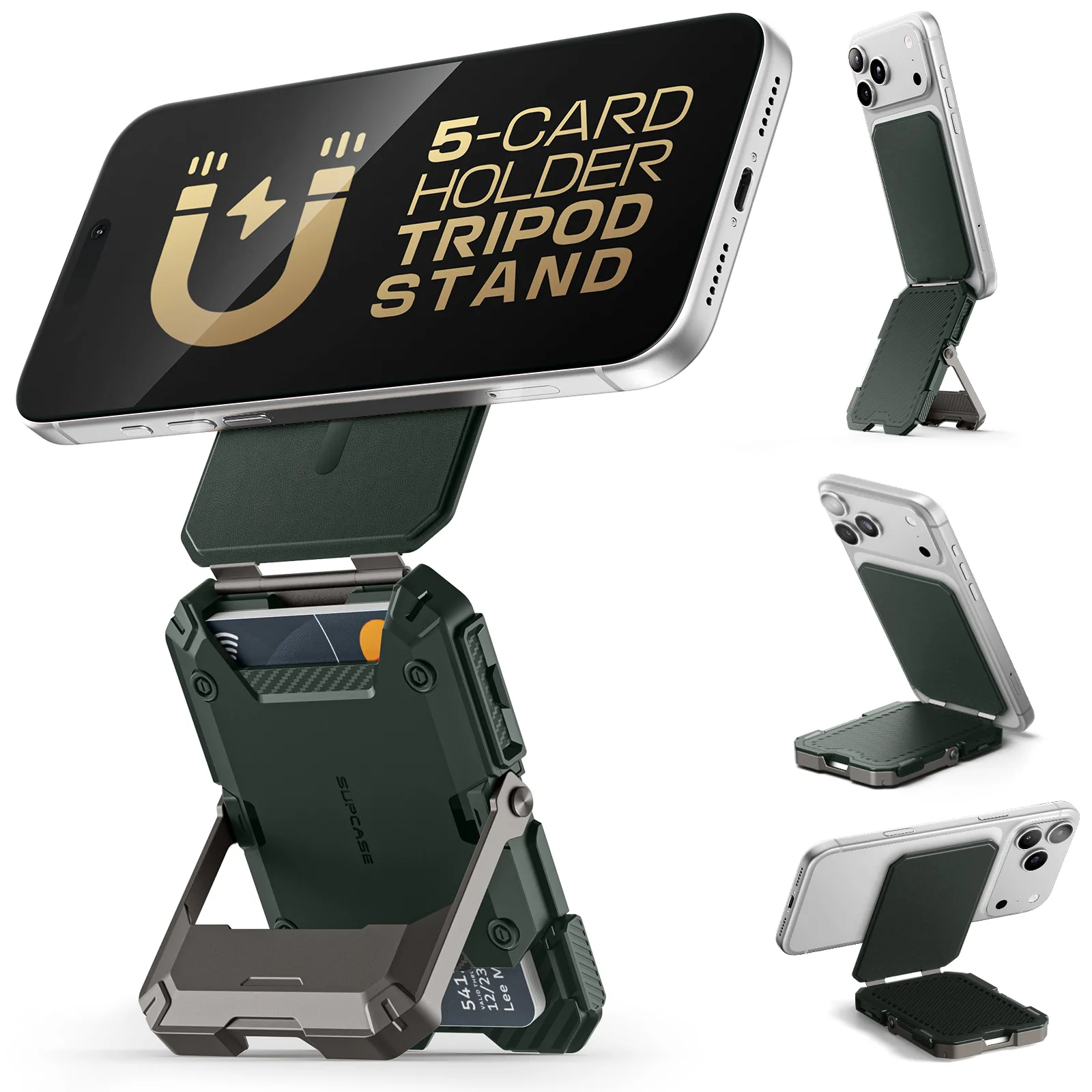 MagFlip Magnetic Wallet with Stand-Dark Green - Image 3