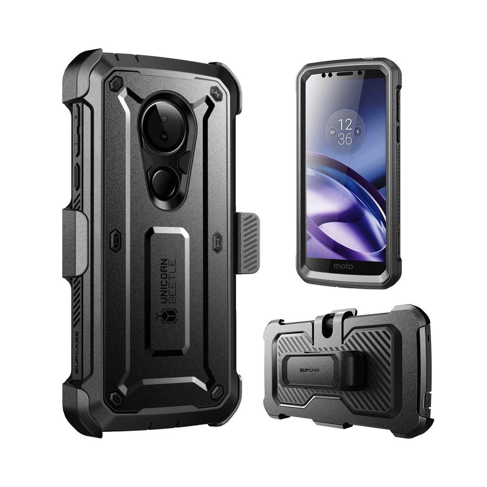 Moto G6 Play Unicorn Beetle Pro Rugged Case with Holster-Black - Image 3