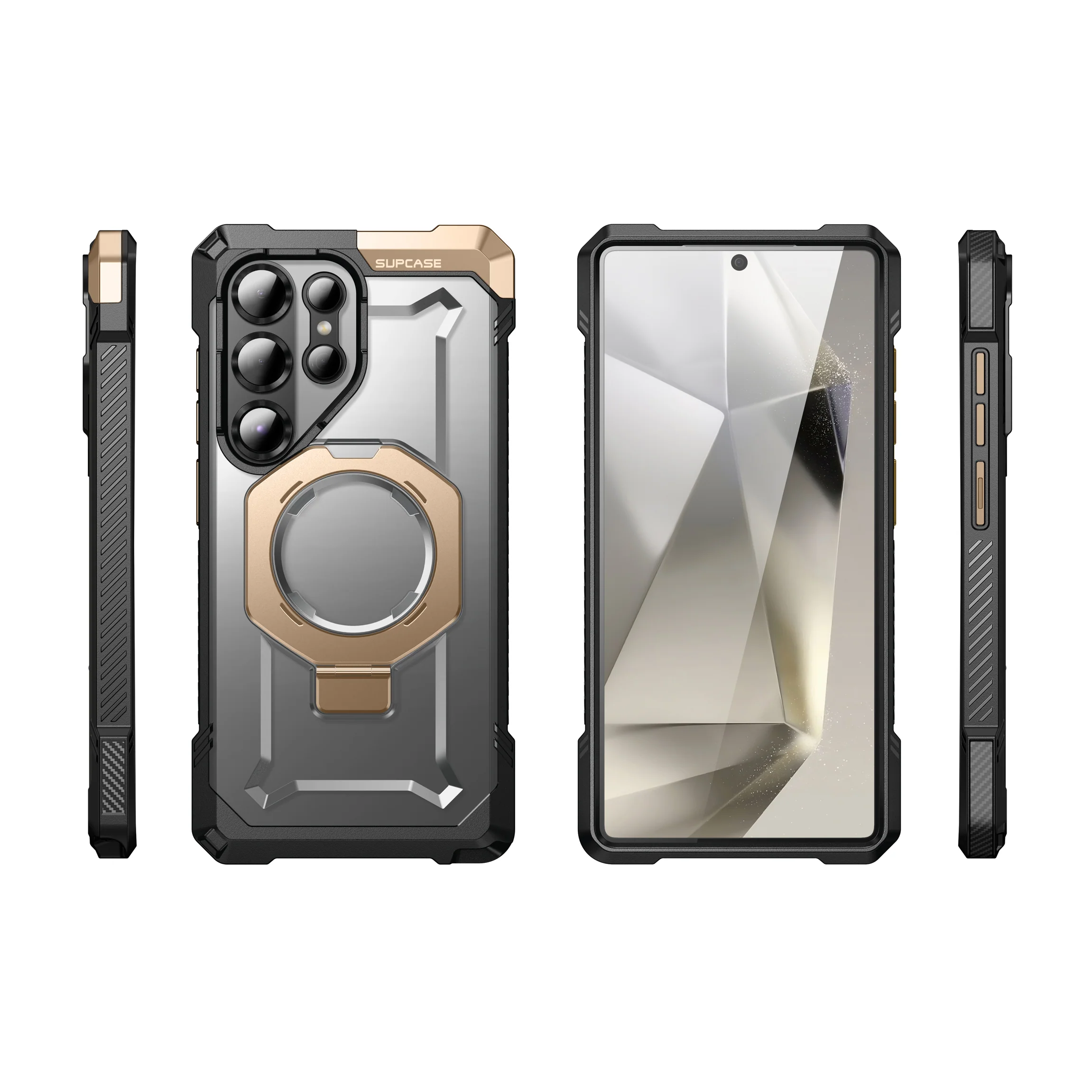 Bundle Sale - MagFlip Magnetic Wallet with iPhone/Samsung Compatible & Galaxy S25 Ultra UB GRIP Series Gold Phone Case - Image 3