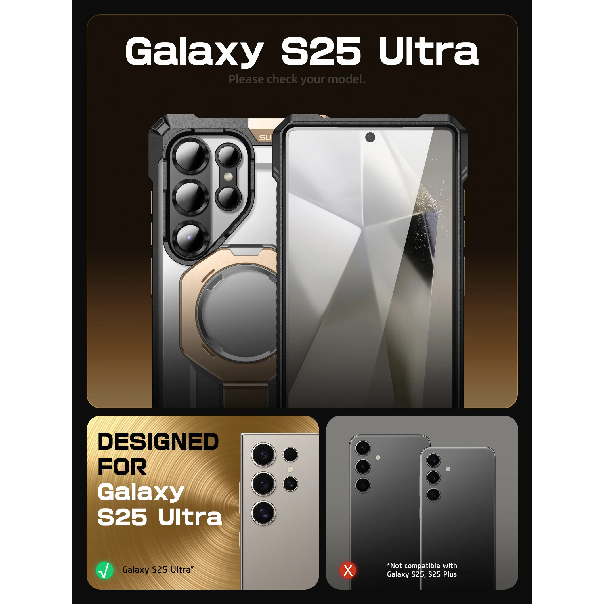 Bundle Sale - MagFlip Magnetic Wallet with iPhone/Samsung Compatible & Galaxy S25 Ultra UB GRIP Series Gold Phone Case - Image 5