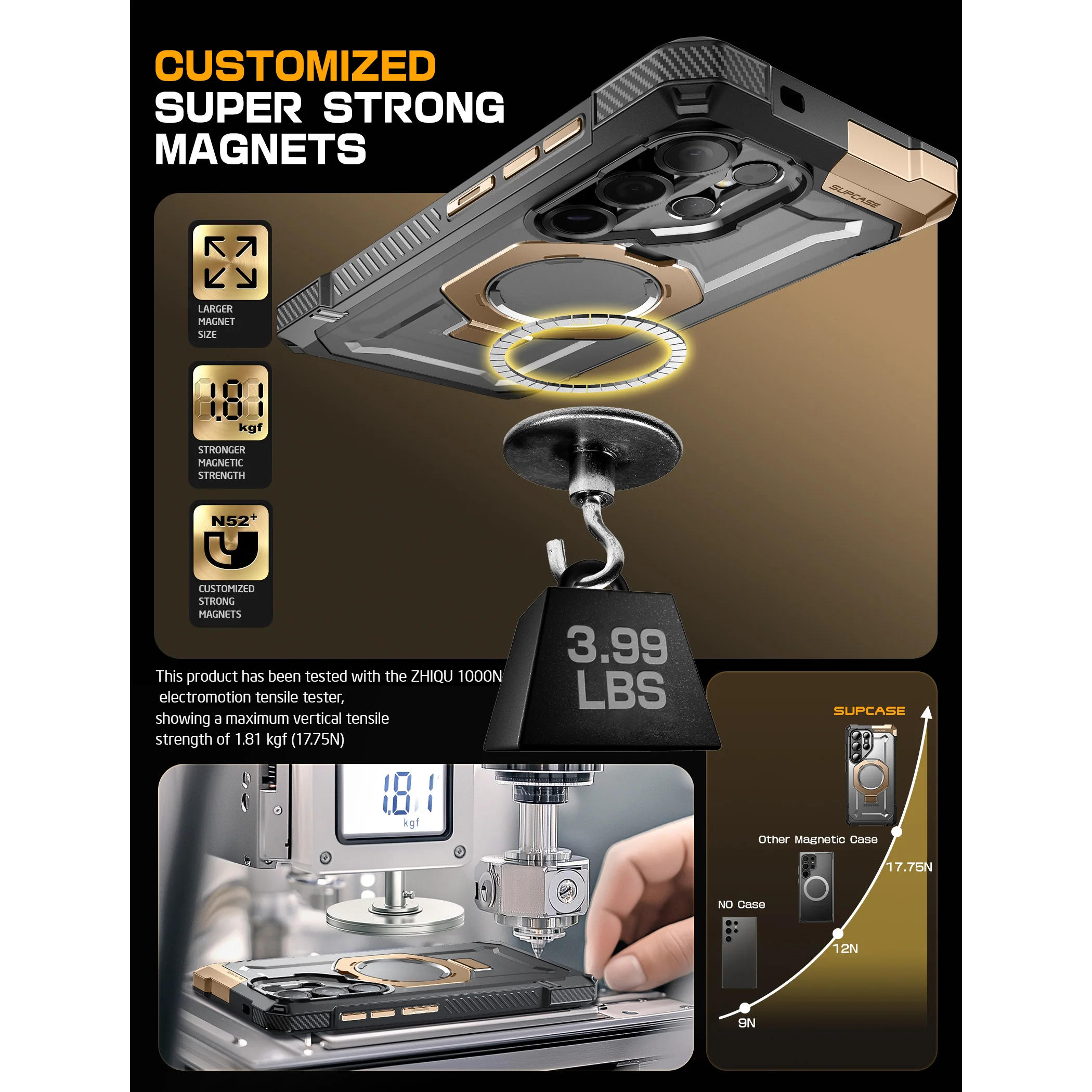 Bundle Sale - MagFlip Magnetic Wallet with iPhone/Samsung Compatible & Galaxy S25 Ultra UB GRIP Series Gold Phone Case - Image 7