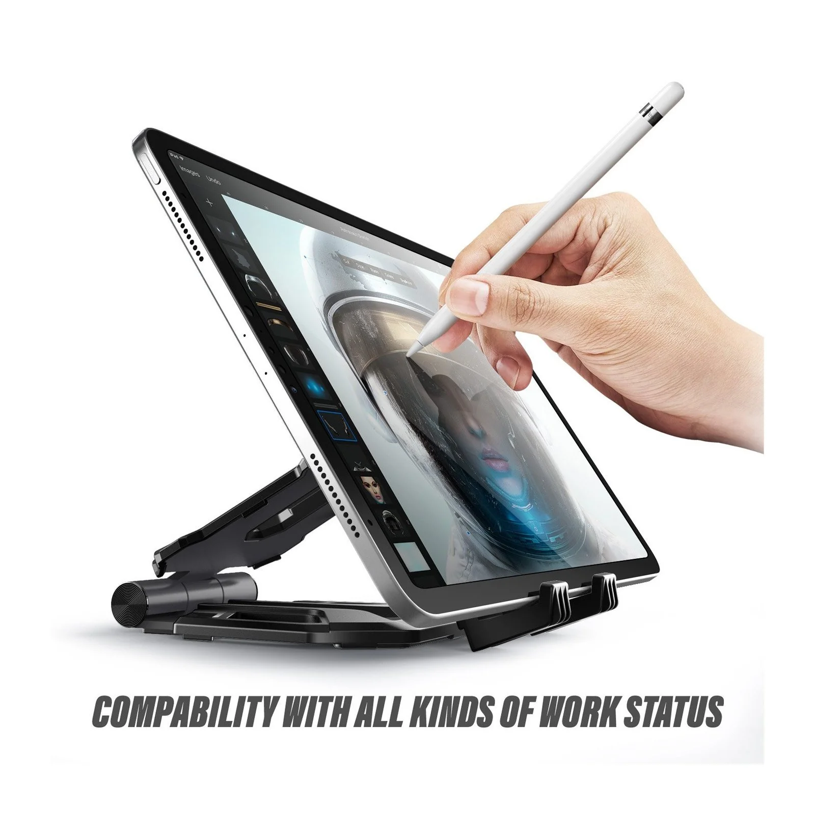 Heavy Duty Phone Stand for Desk Folds Flat Fits In Pocket-Black - Image 5