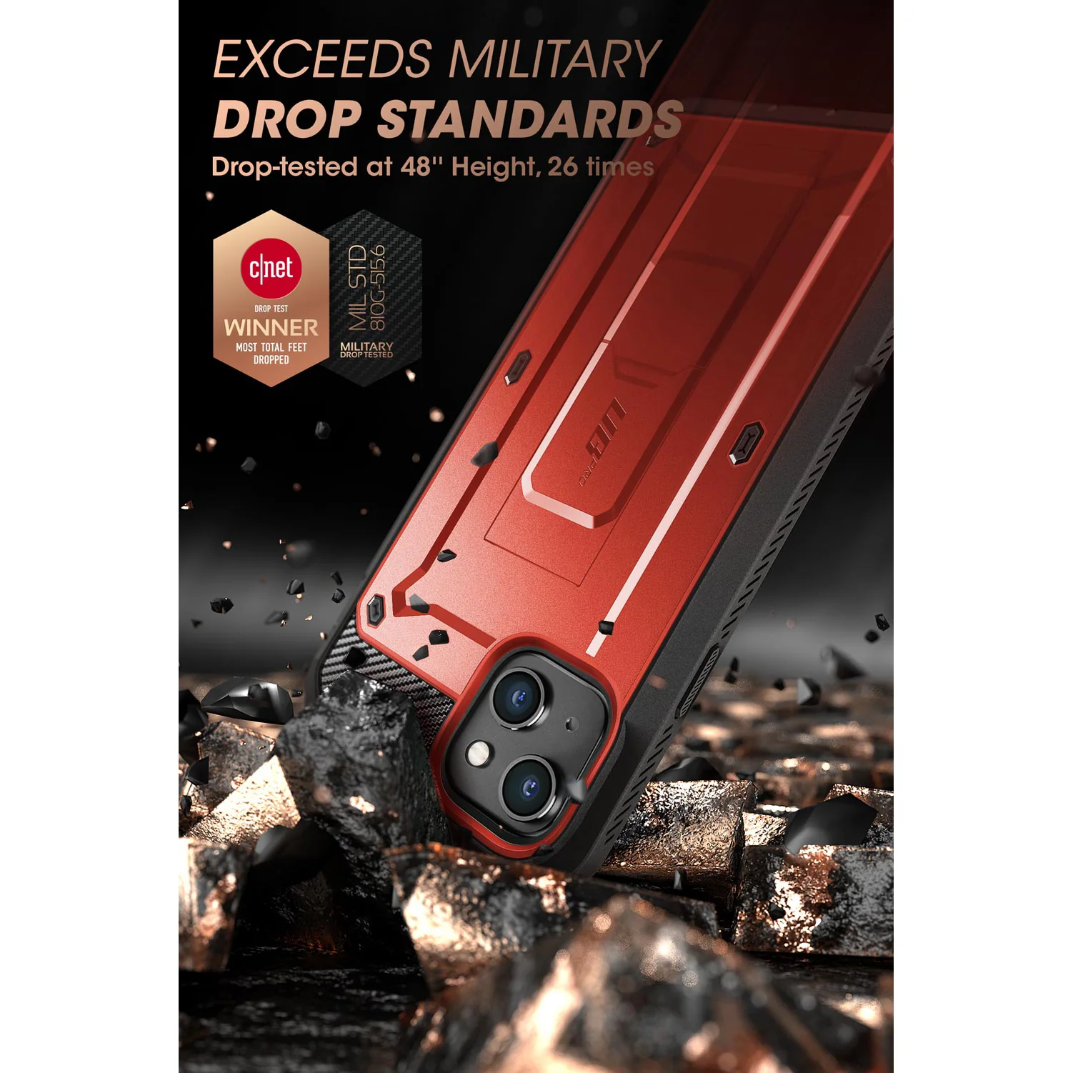 iPhone 13 6.1 inch Unicorn Beetle Pro Rugged Case-Metallic Red - Image 3