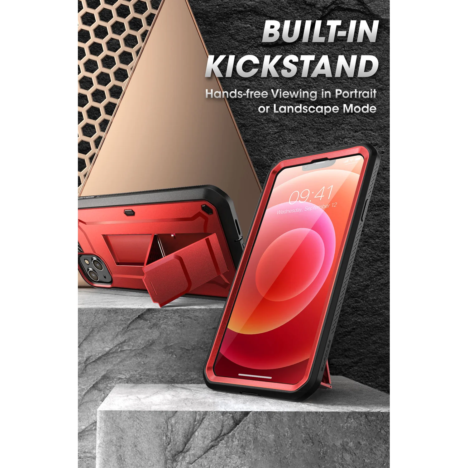 iPhone 13 6.1 inch Unicorn Beetle Pro Rugged Case-Metallic Red - Image 4