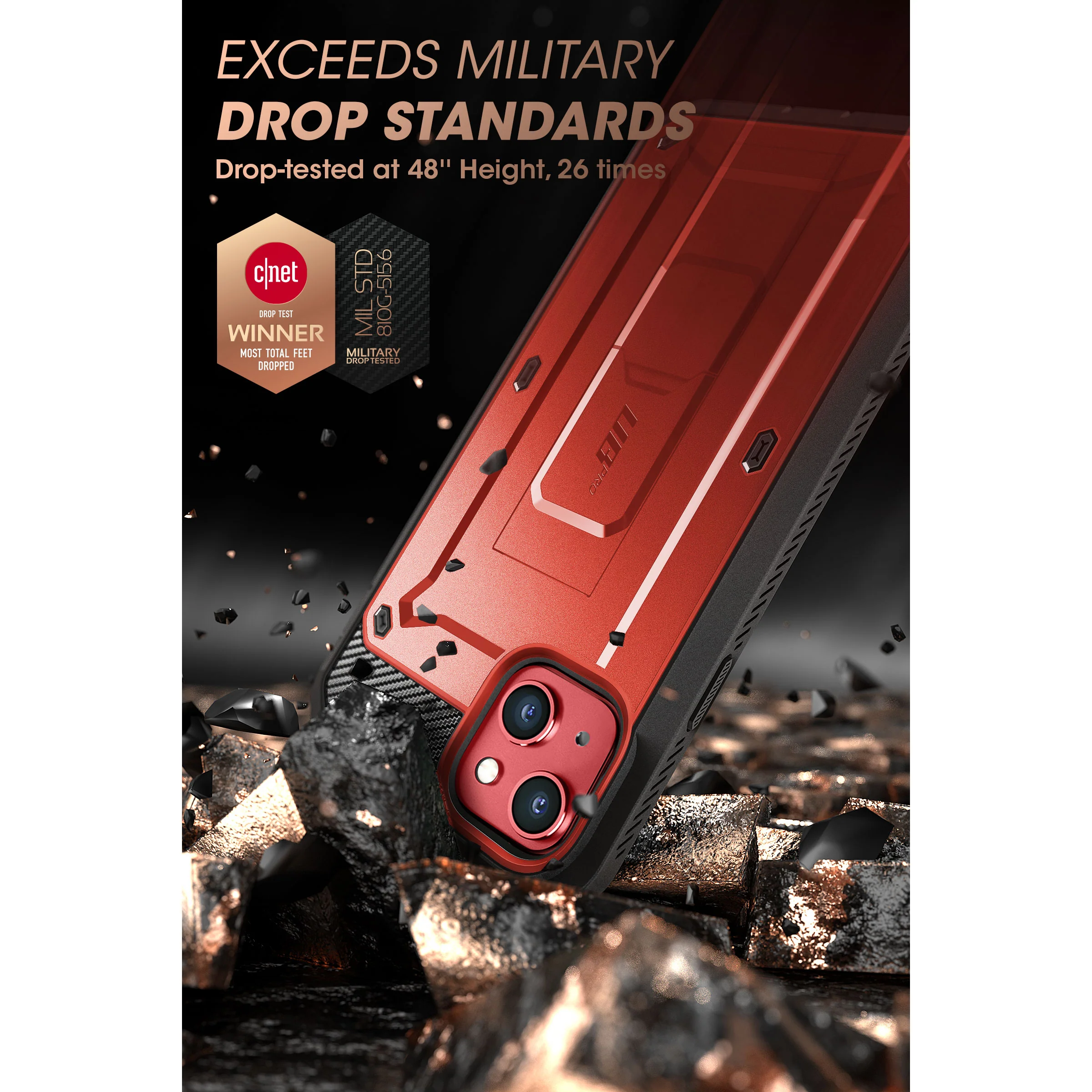 iPhone 14 6.1 inch Unicorn Beetle PRO Rugged Case-Metallic Red - Image 3