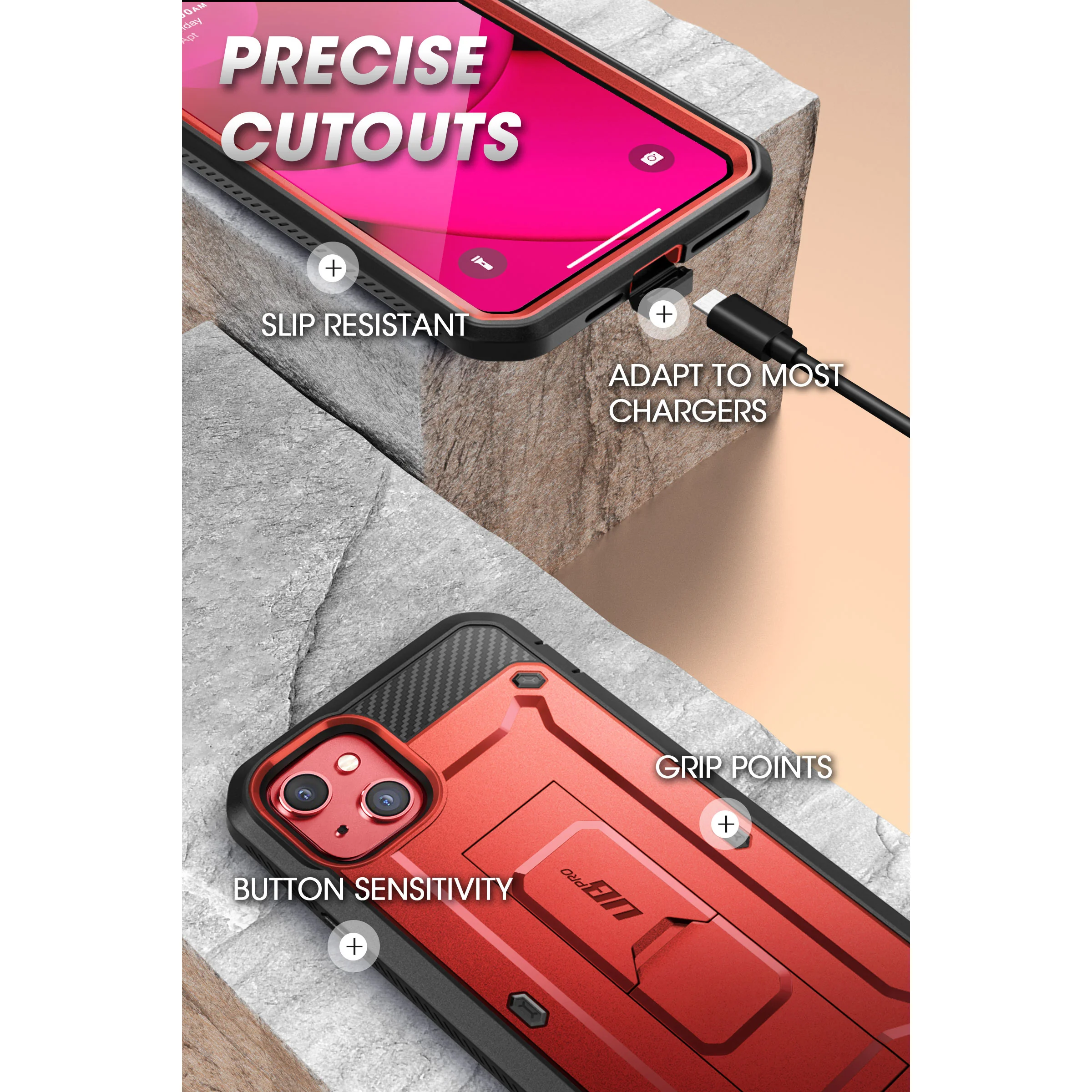 iPhone 14 6.1 inch Unicorn Beetle PRO Rugged Case-Metallic Red - Image 7