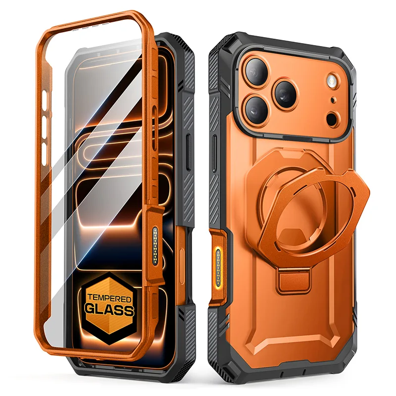 UB GRIP PRO Series iPhone 17 Pro MagSafe Phone Case with HD Tempered Glass - Coral - Image 3