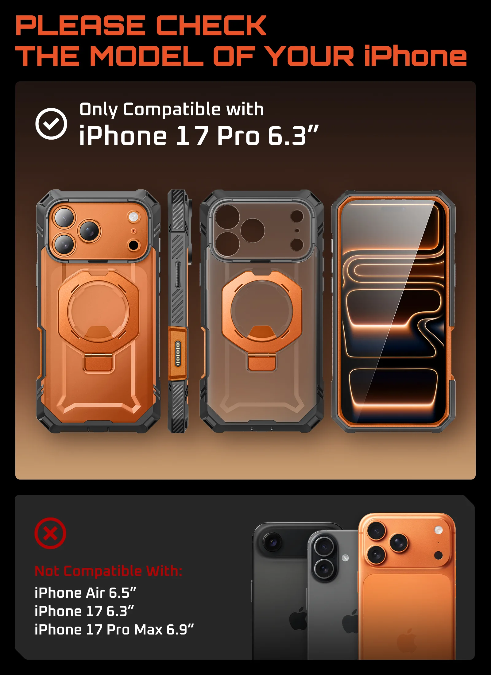 UB GRIP PRO Series iPhone 17 Pro MagSafe Phone Case with HD Tempered Glass - Coral - Image 7
