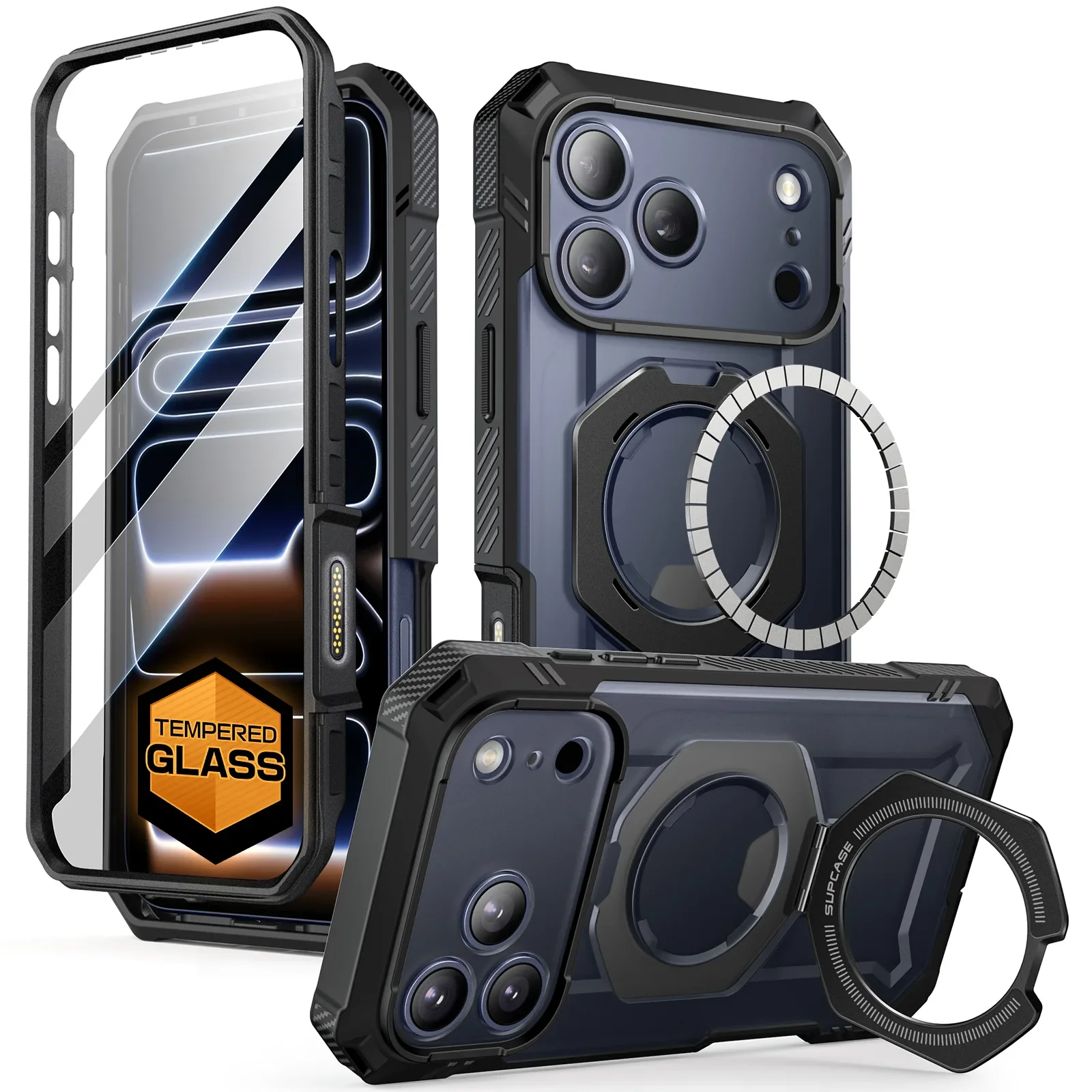 UB GRIP PRO Series iPhone 17 Pro Max MagSafe Phone Case with HD Tempered Glass - Black - Image 3