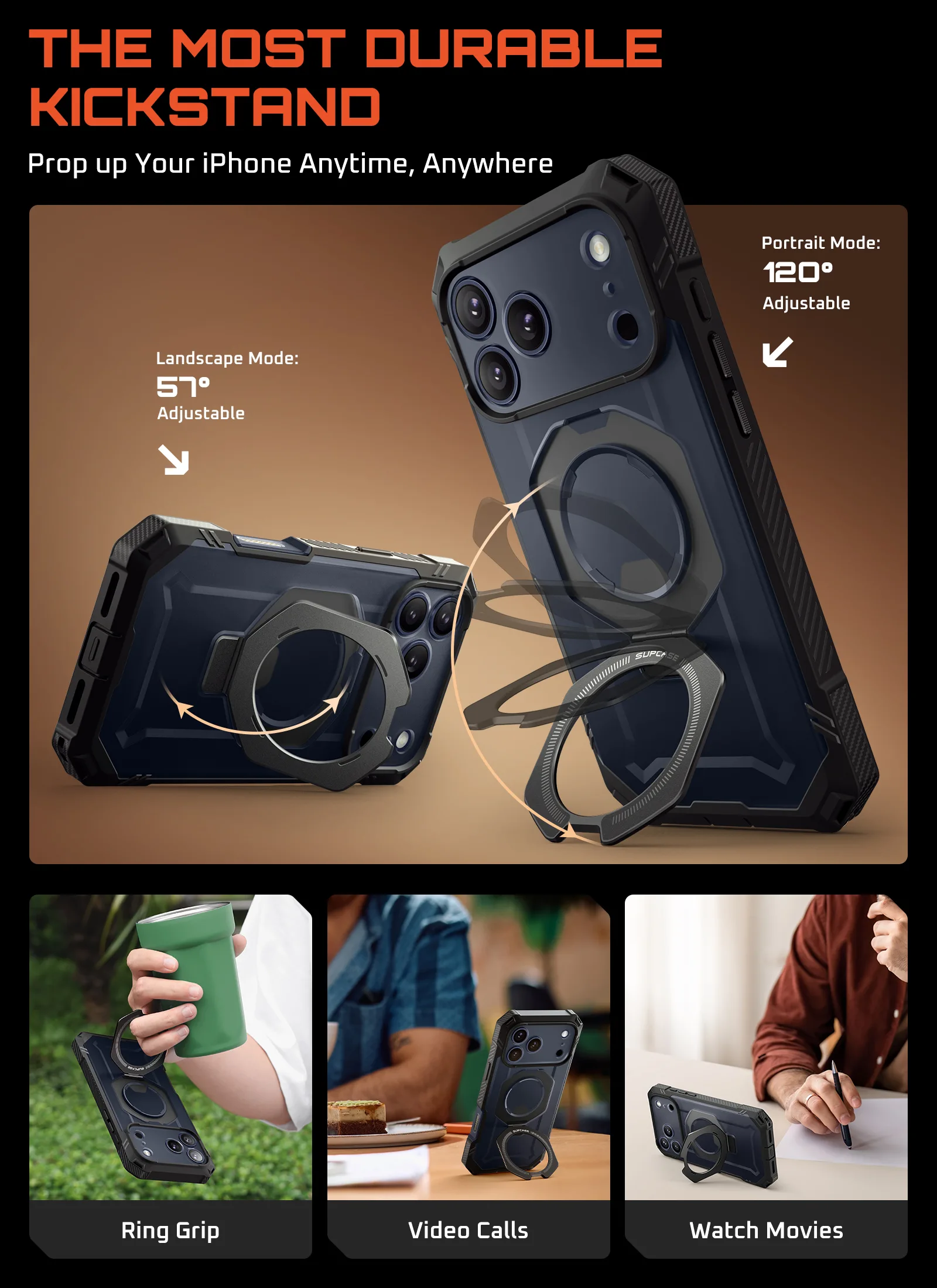 UB GRIP PRO Series iPhone 17 Pro Max MagSafe Phone Case with HD Tempered Glass - Black - Image 8