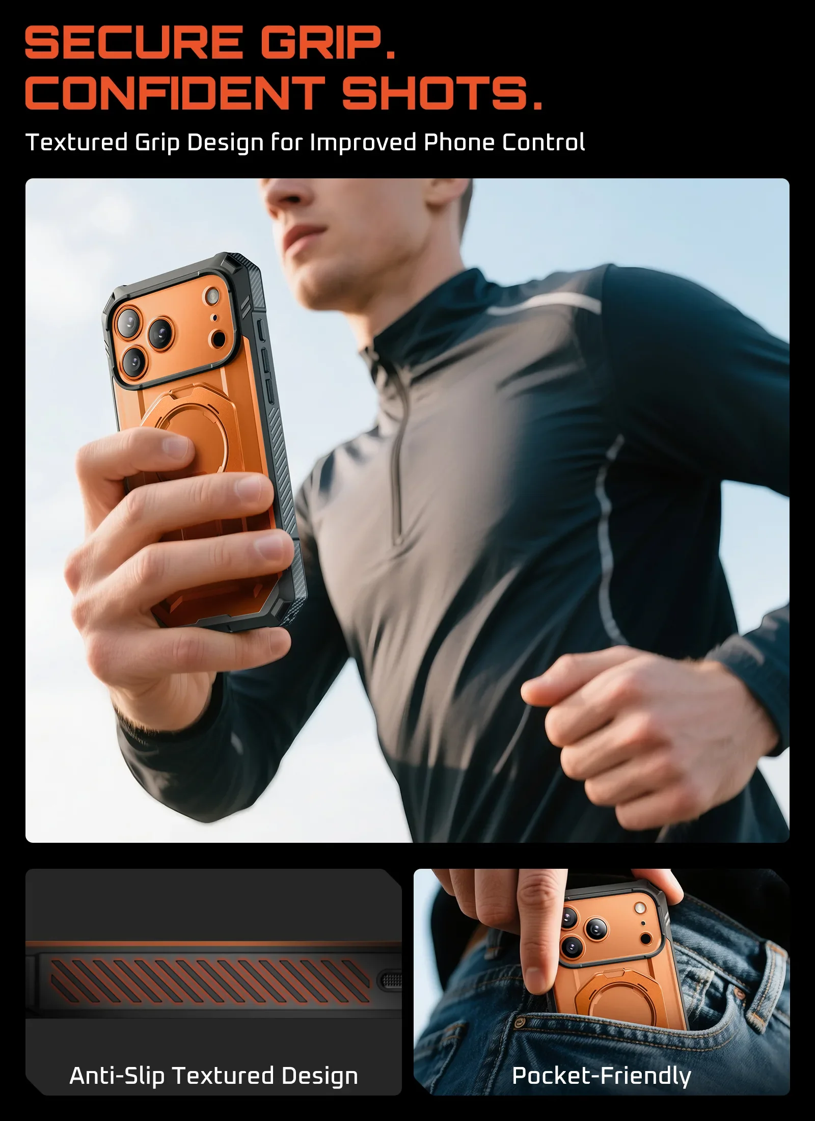 UB GRIP PRO Series iPhone 17 Pro Max MagSafe Phone Case with HD Tempered Glass - Coral - Image 12