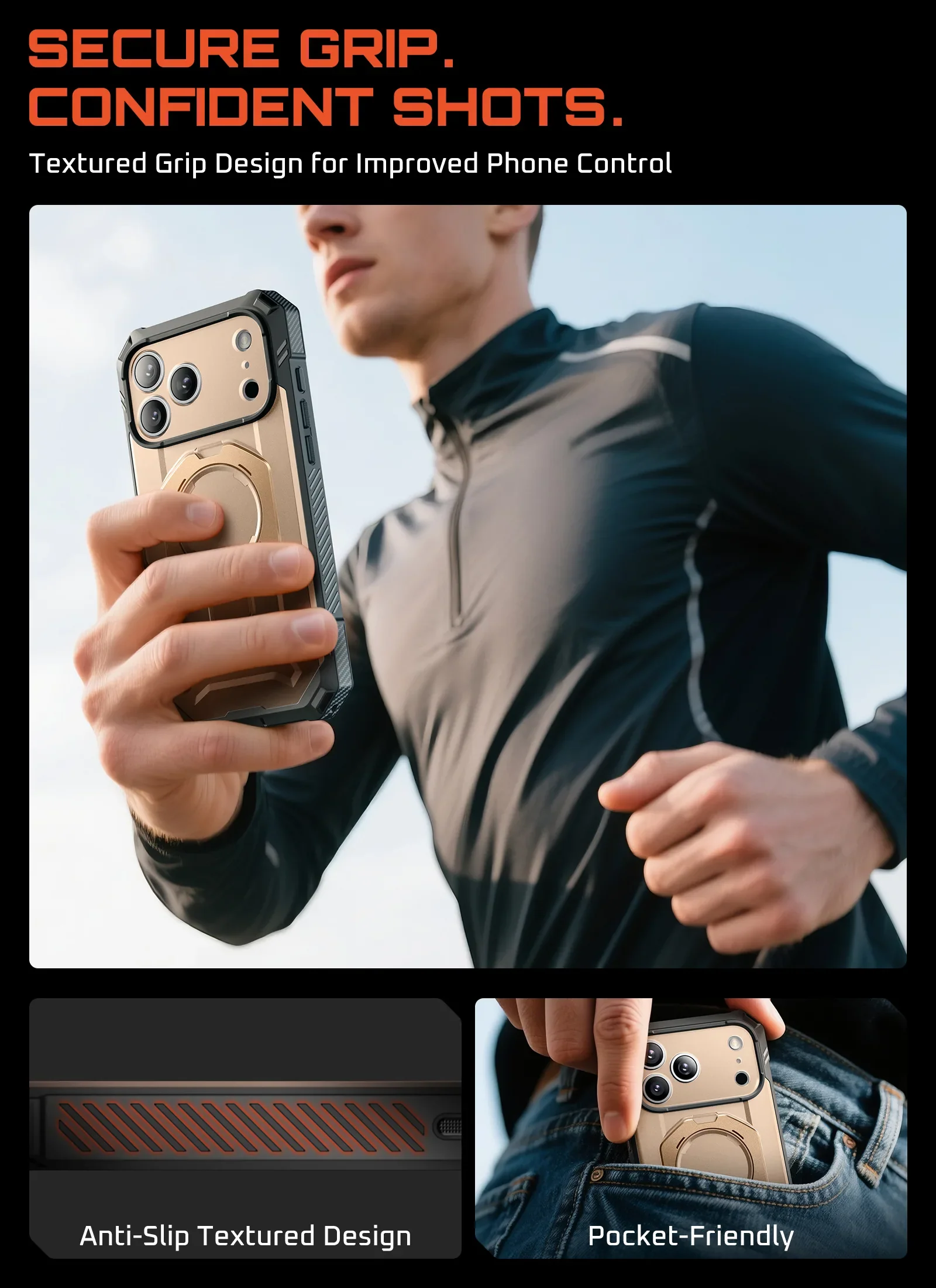 UB GRIP PRO Series iPhone 17 Pro Max MagSafe Phone Case with HD Tempered Glass - Desert - Image 14