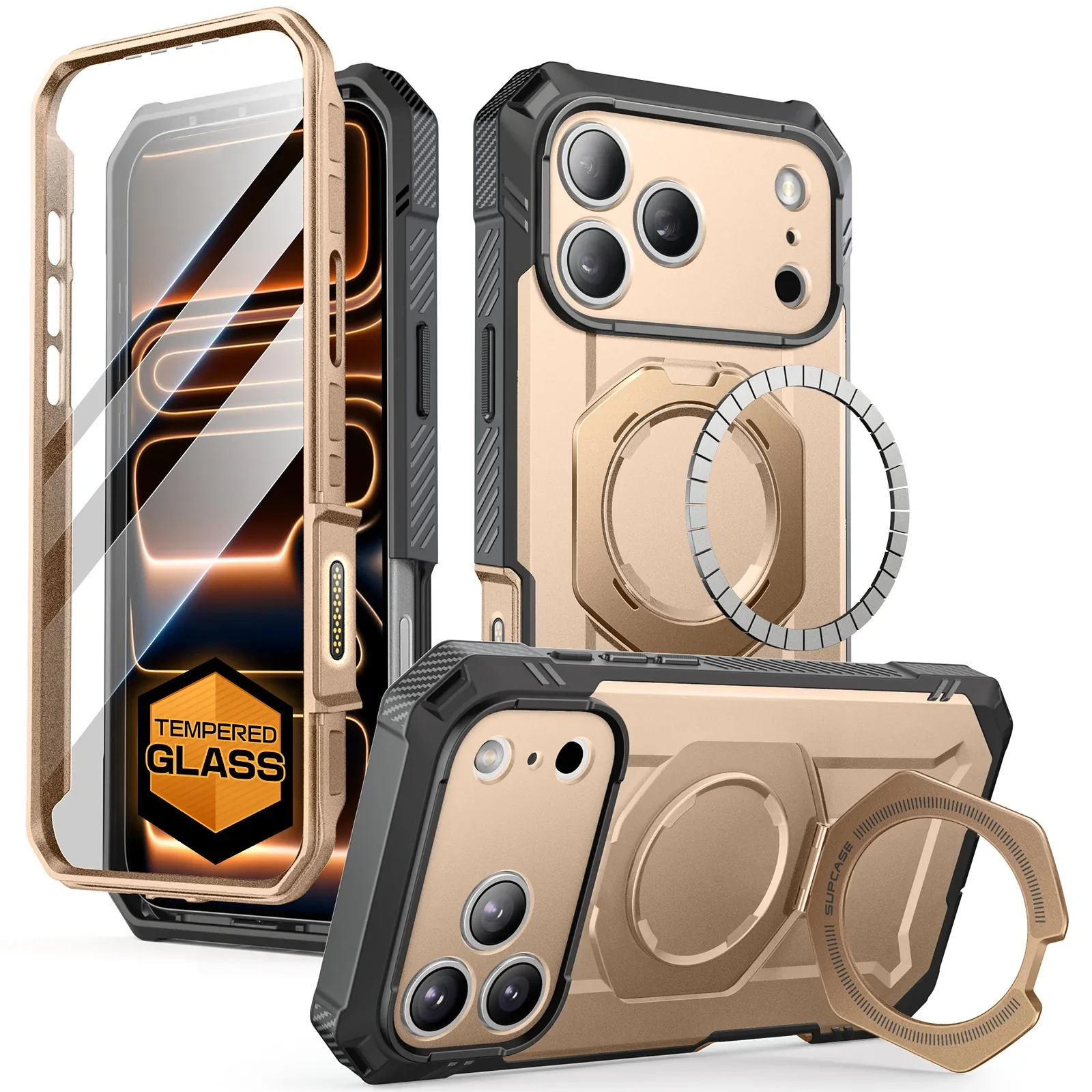 UB GRIP PRO Series iPhone 17 Pro Max MagSafe Phone Case with HD Tempered Glass - Desert - Image 4