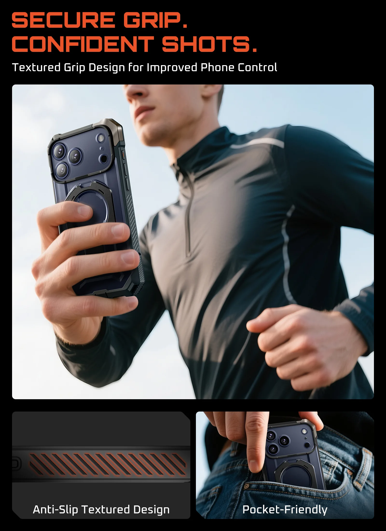 UB GRIP Series iPhone 17 Pro MagSafe Camera Control Button Phone Case - Black - Image 13