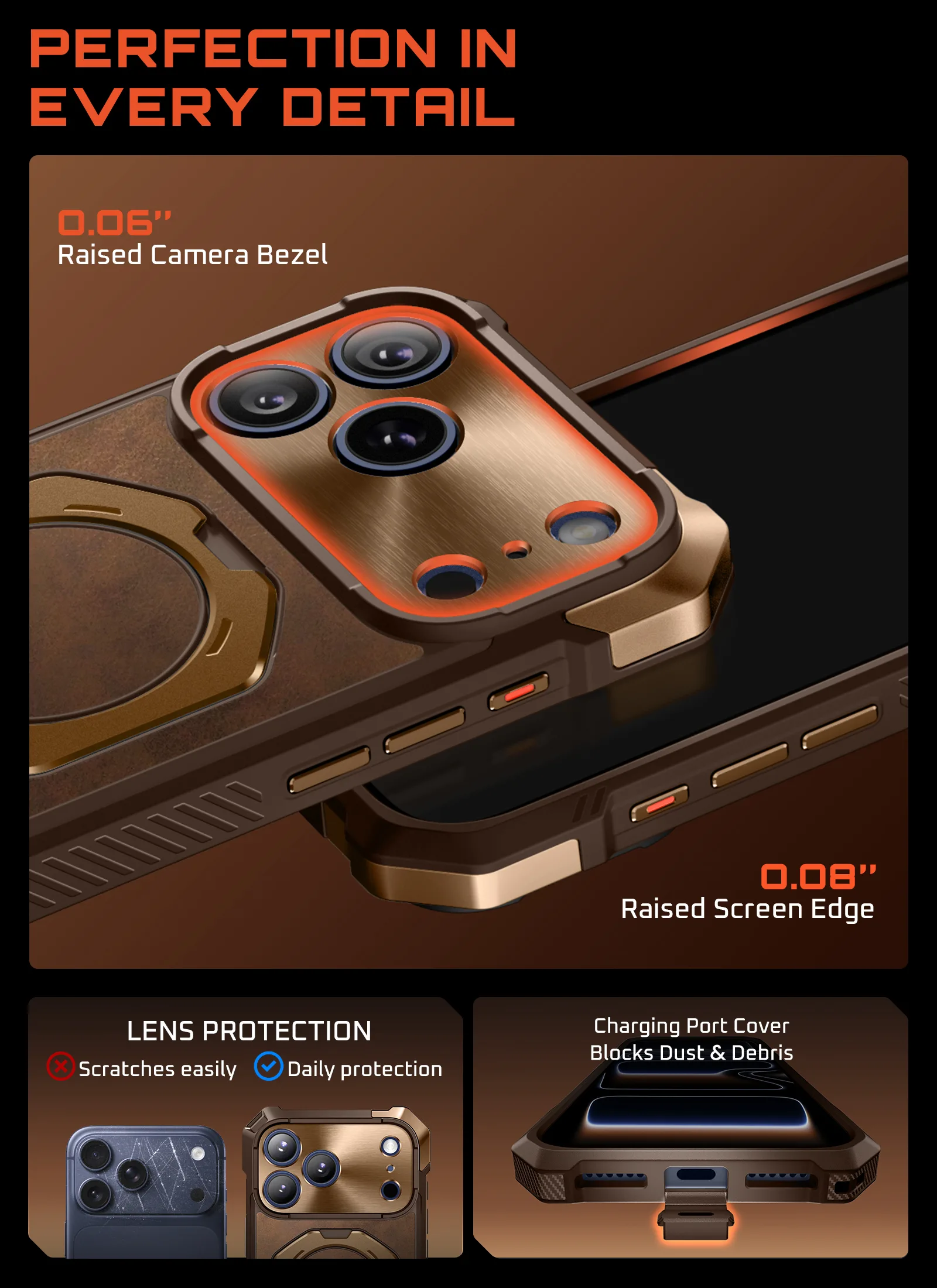UB GRIP Series iPhone 17 Pro Max Premium Leather Phone Case - Brown - Image 13