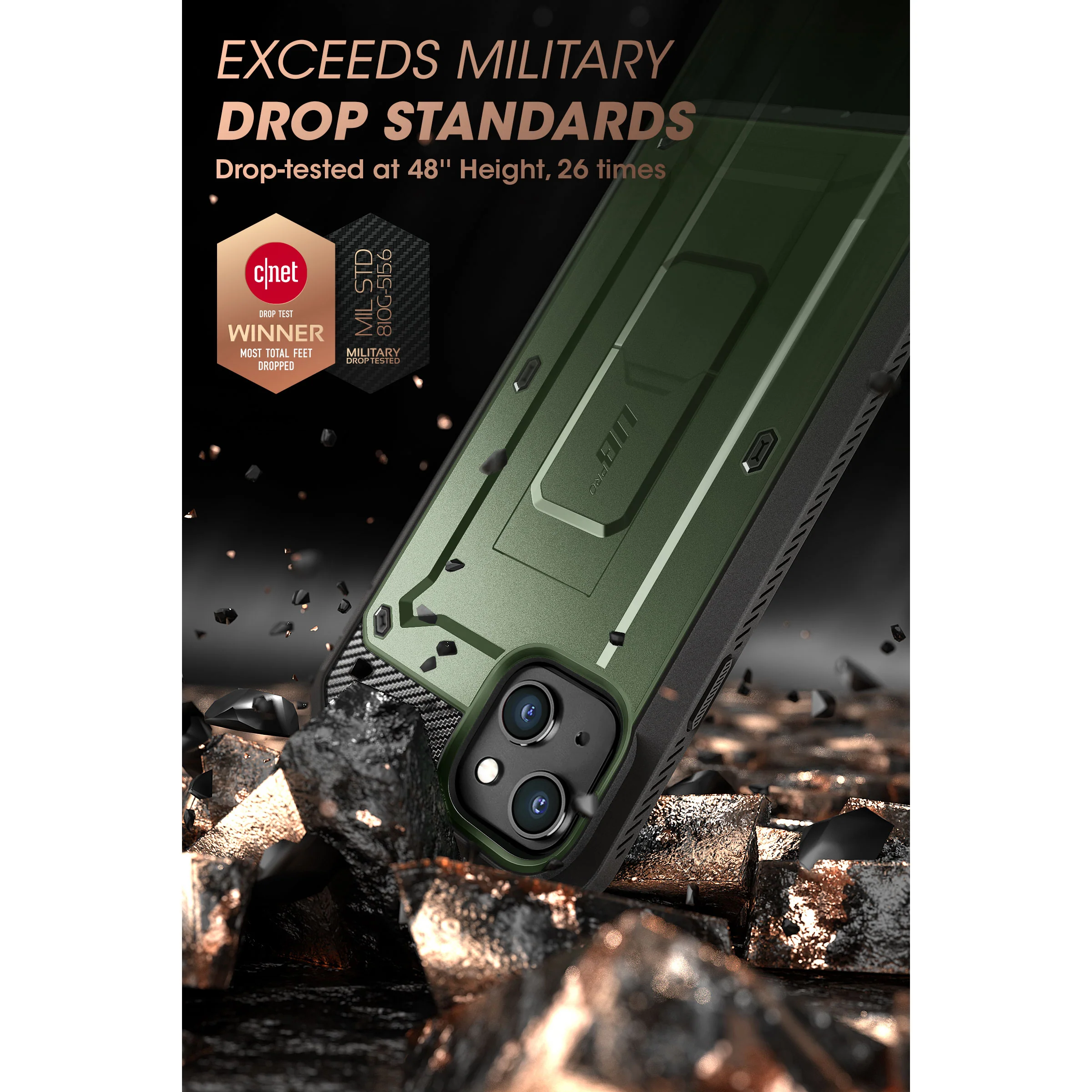 iPhone 14 6.1 inch Unicorn Beetle PRO Rugged Case-Dark Green - Image 3