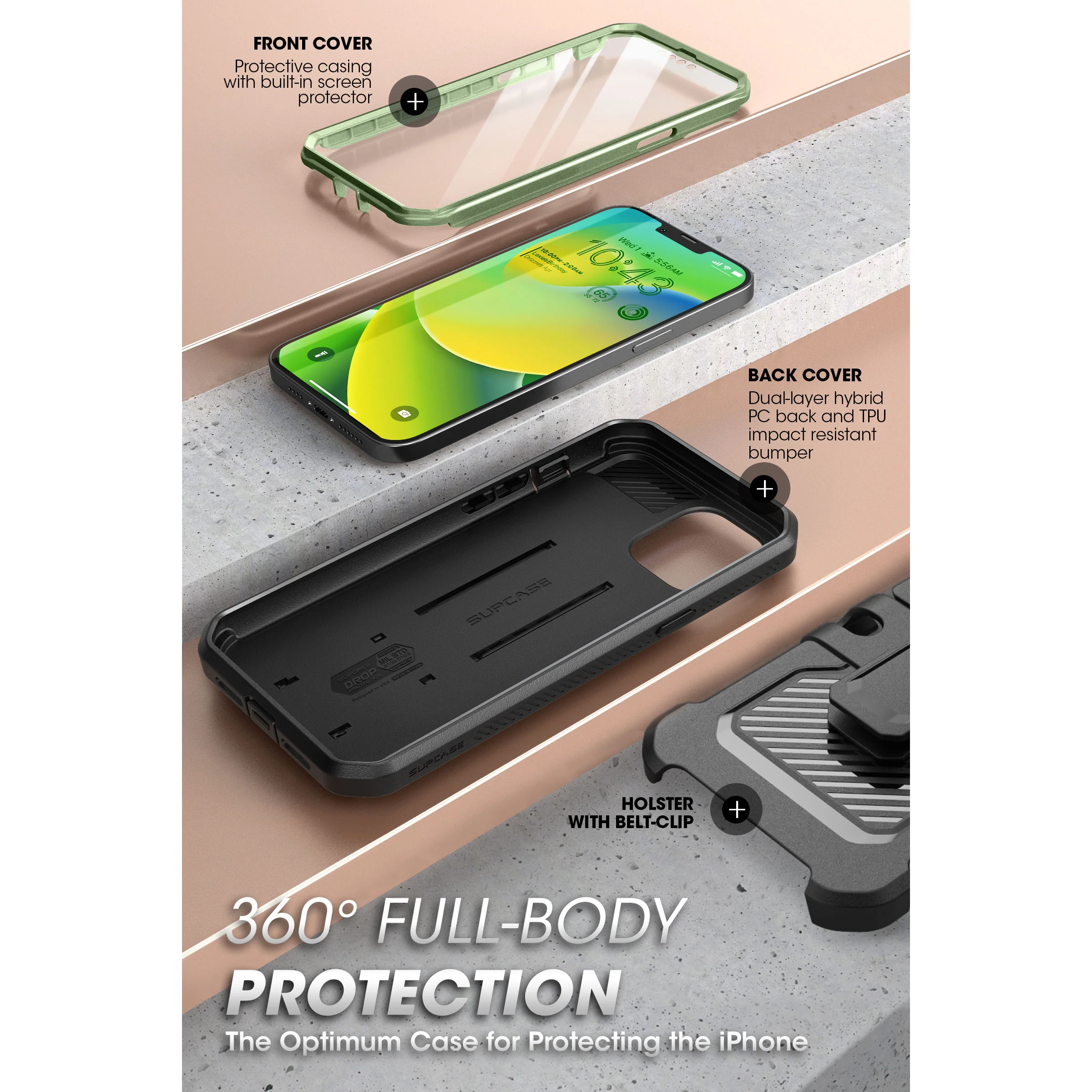 iPhone 14 6.1 inch Unicorn Beetle PRO Rugged Case-Dark Green - Image 5