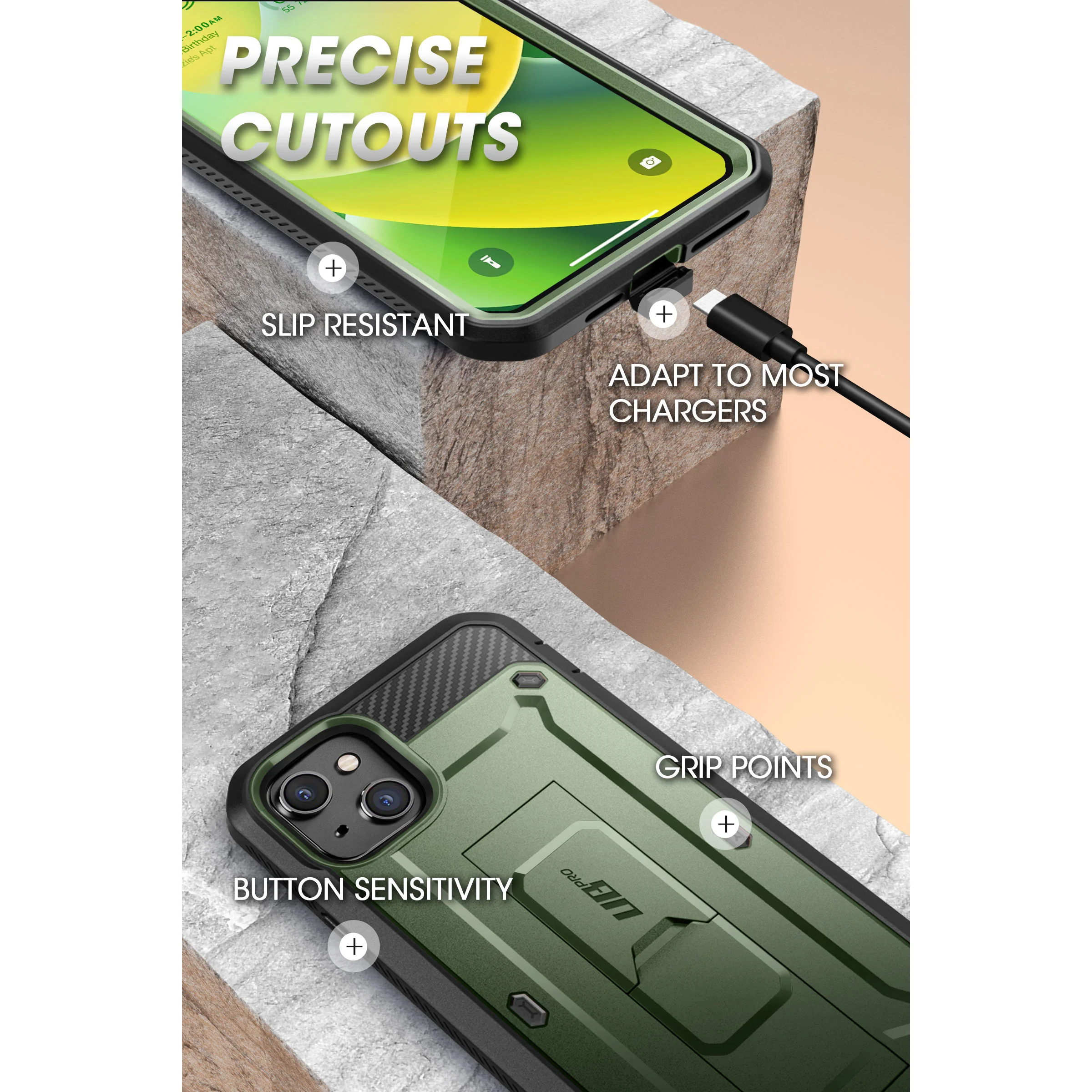 iPhone 14 6.1 inch Unicorn Beetle PRO Rugged Case-Dark Green - Image 7