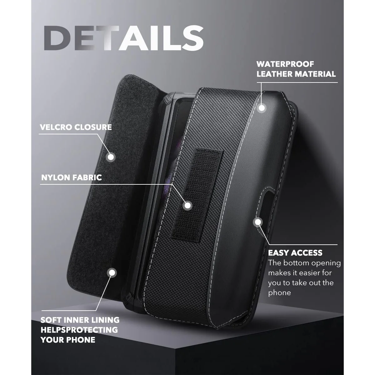 Universal Belt Clip Cell Phone Holster for Galaxy Fold and Large Phones-Black - Image 3