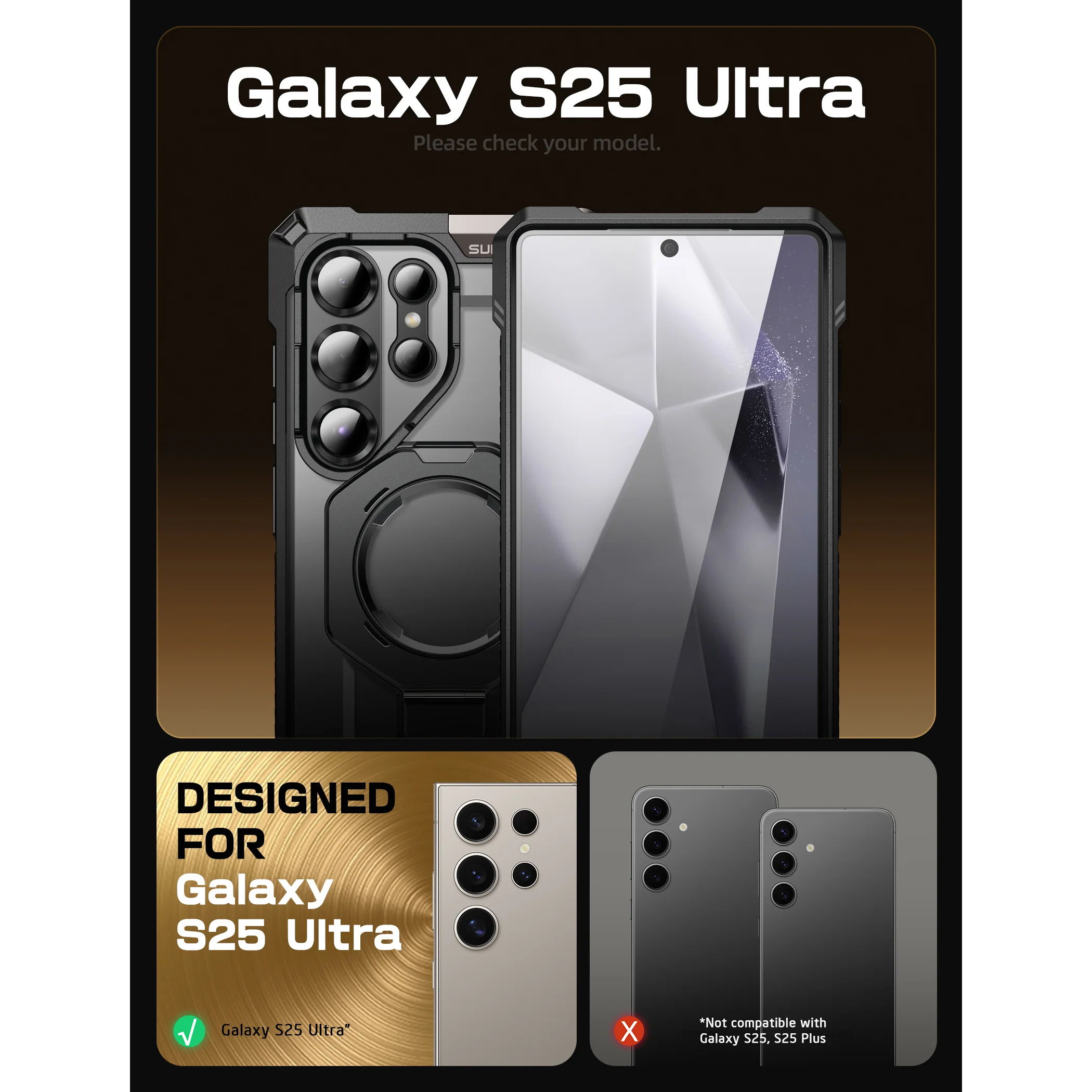 Bundle Sale - MagFlip Magnetic Wallet with iPhone/Samsung Compatible & Galaxy S25 Ultra UB GRIP Series Black Phone Case - Image 5