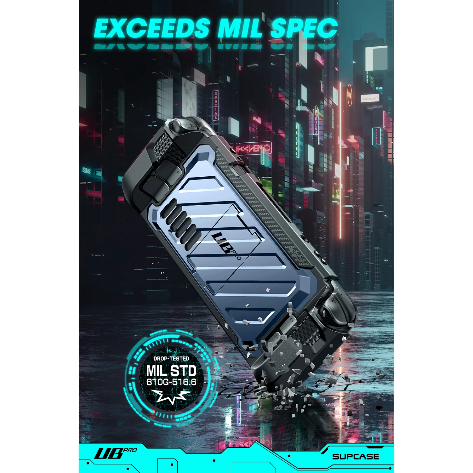 Steam Deck Unicorn Beetle PRO Rugged Kickstand Case-Metallic Blue - Image 4