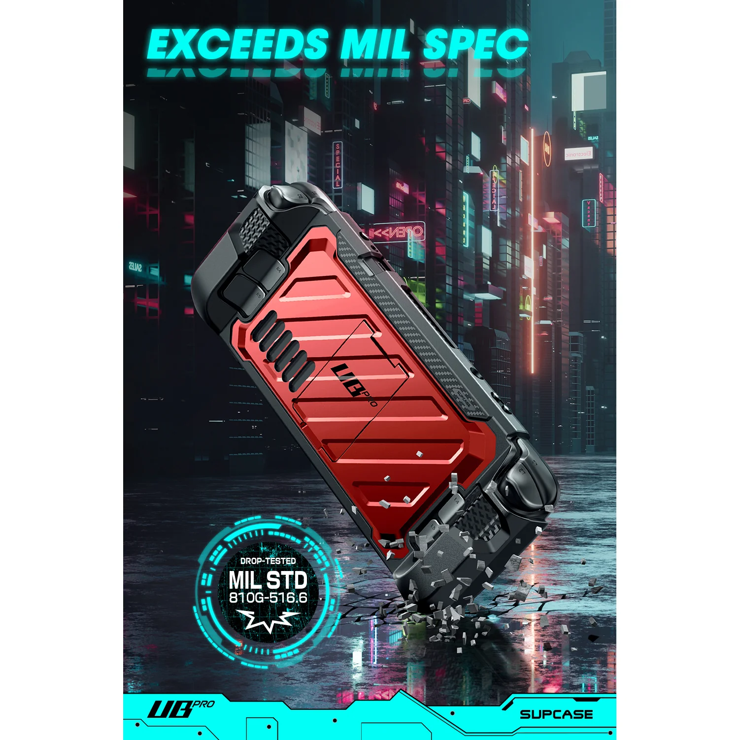 Steam Deck Unicorn Beetle PRO Rugged Kickstand Case-Metallic Red - Image 4
