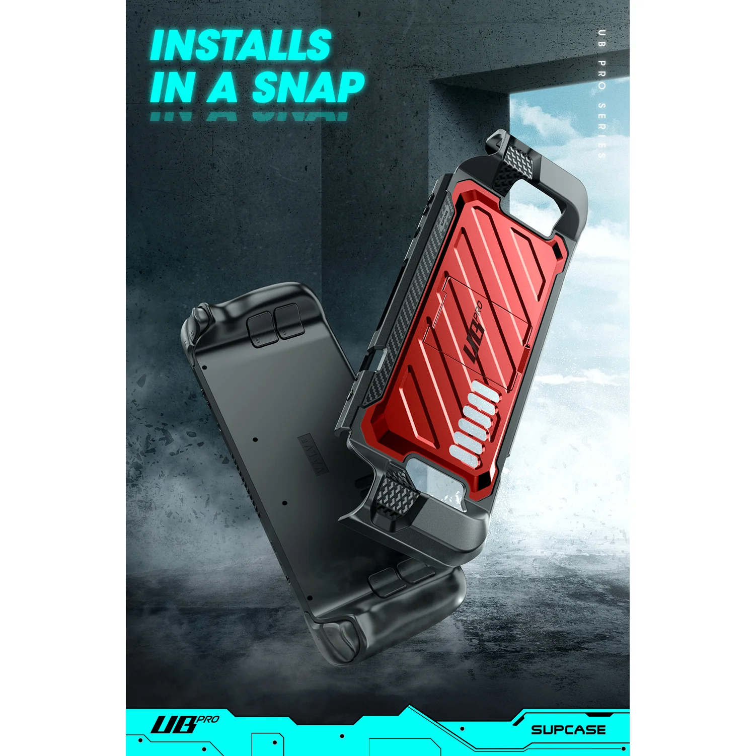Steam Deck Unicorn Beetle PRO Rugged Kickstand Case-Metallic Red - Image 8