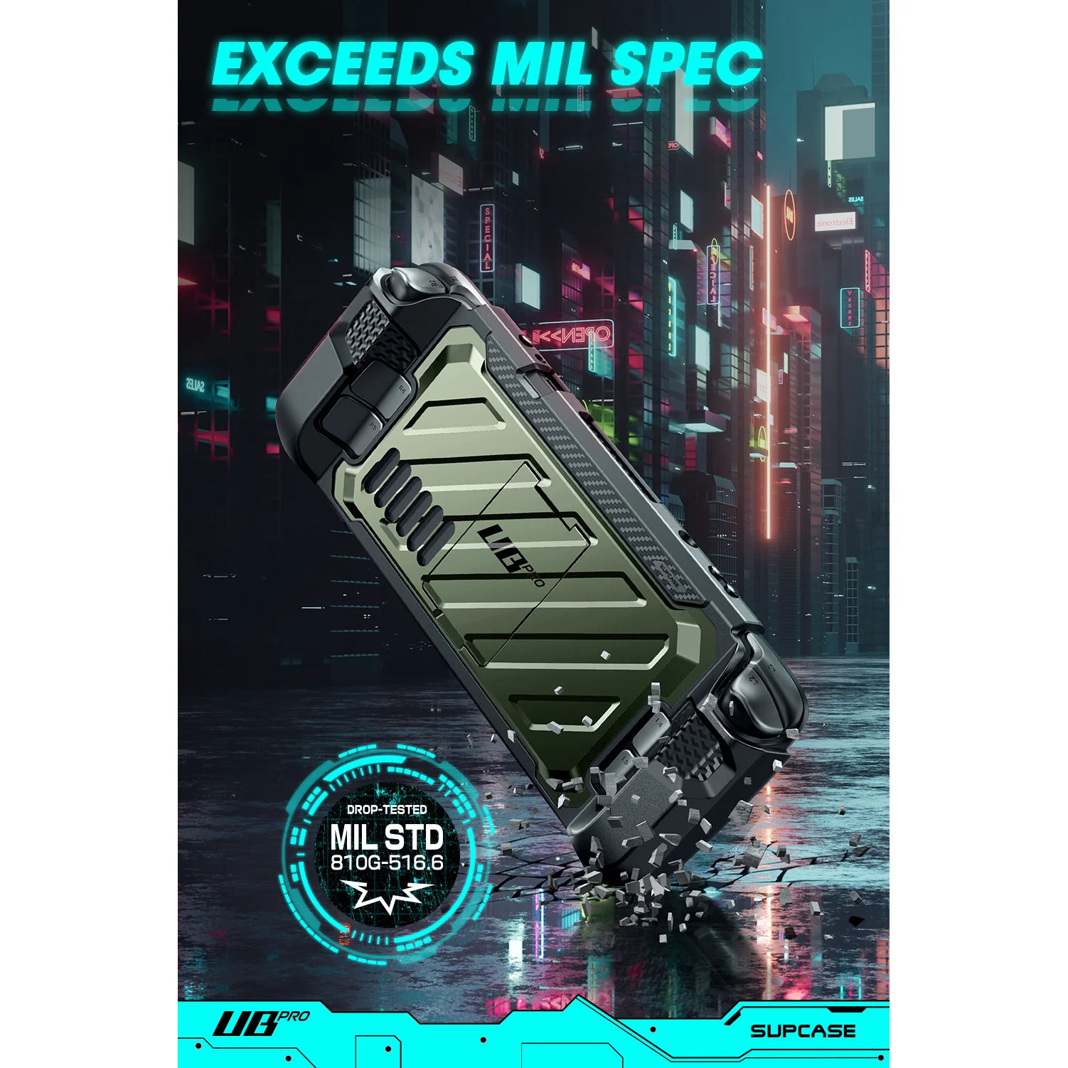 Steam Deck Unicorn Beetle PRO Rugged Kickstand Case-Metallic Green - Image 4