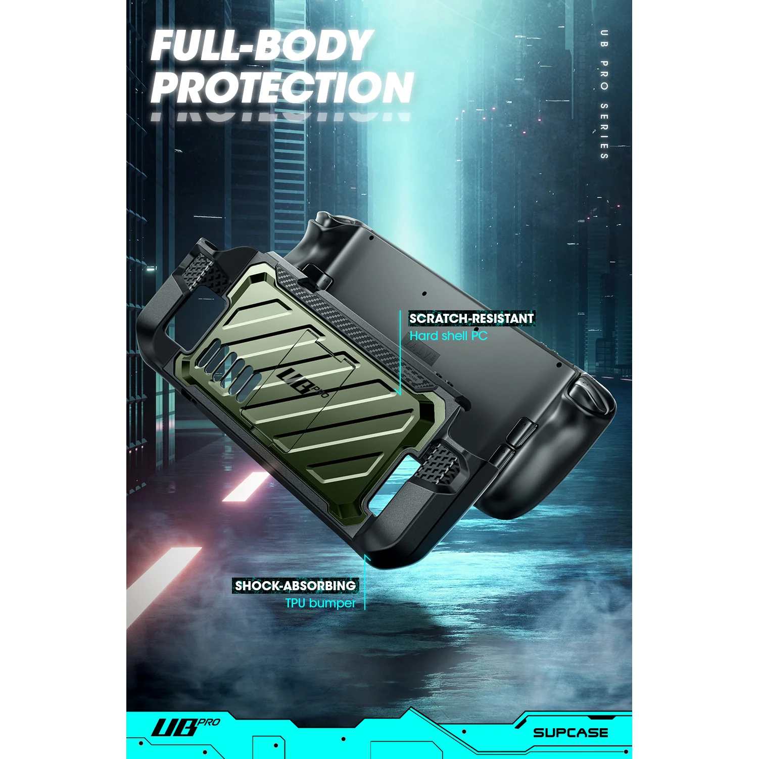 Steam Deck Unicorn Beetle PRO Rugged Kickstand Case-Metallic Green - Image 5
