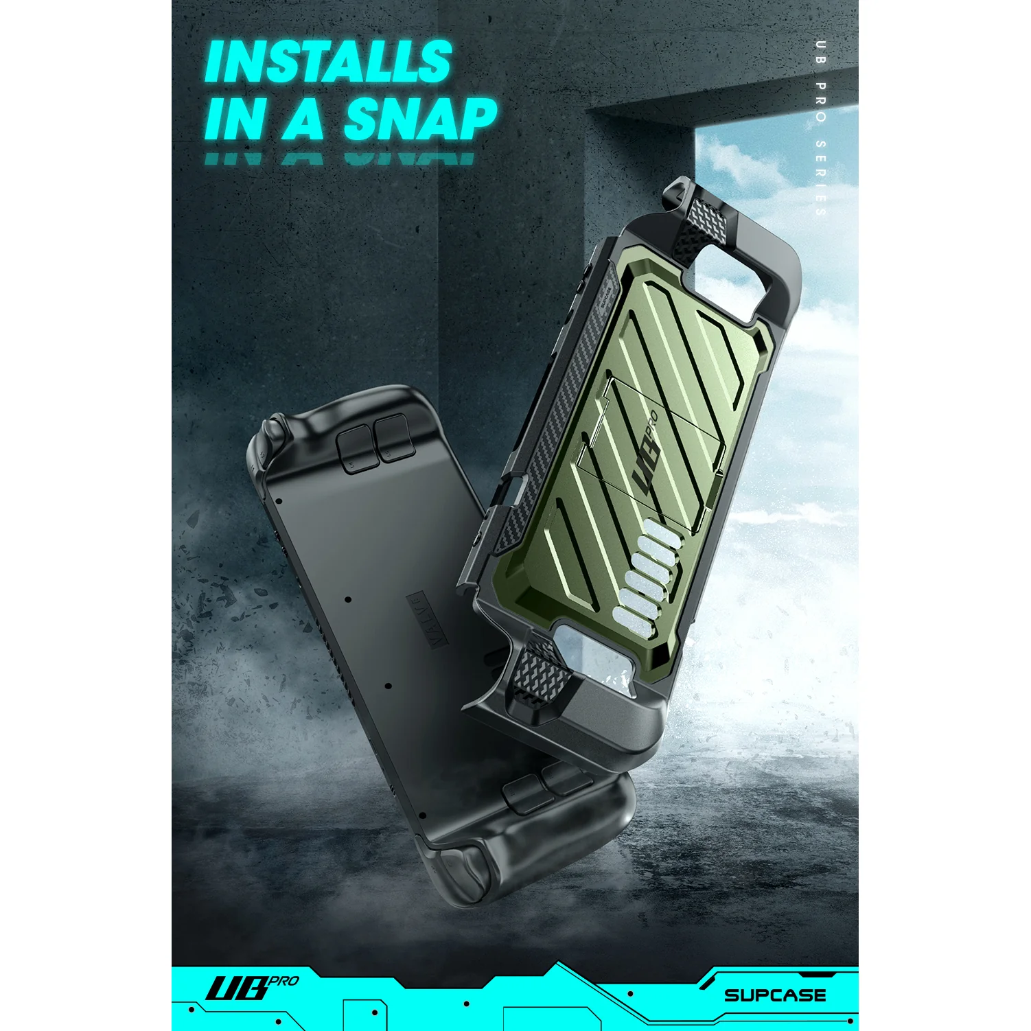 Steam Deck Unicorn Beetle PRO Rugged Kickstand Case-Metallic Green - Image 8