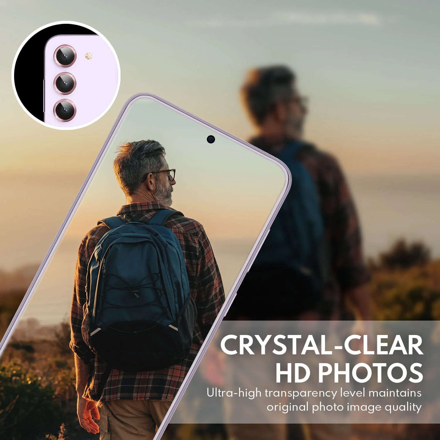 Tempered Glass Camera Lens Protector for Galaxy S23/S23 Plus-Glimmer Pink - Image 5