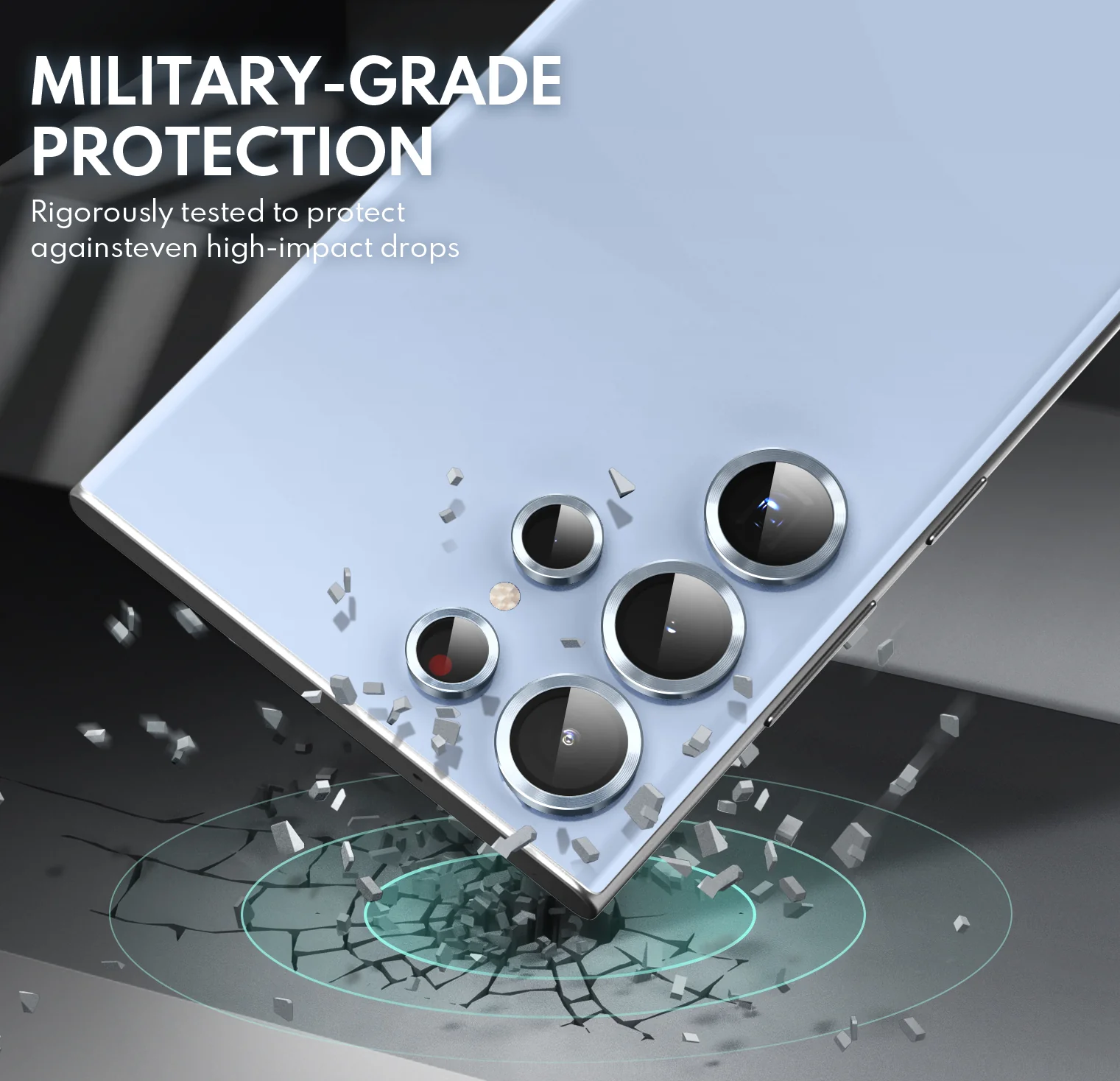 Tempered Glass Camera Lens Protector for Galaxy S23 Ultra-Blue - Image 4
