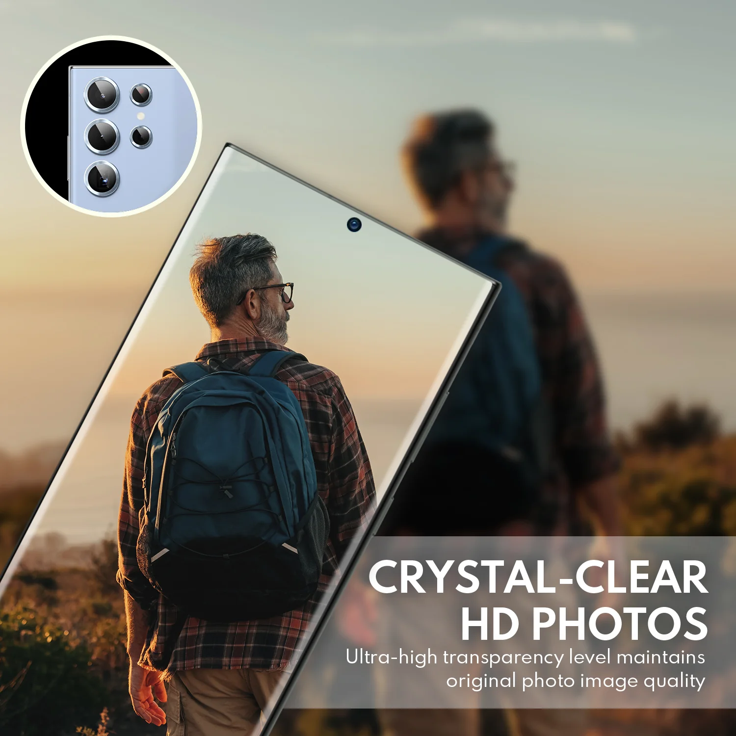 Tempered Glass Camera Lens Protector for Galaxy S23 Ultra-Blue - Image 6