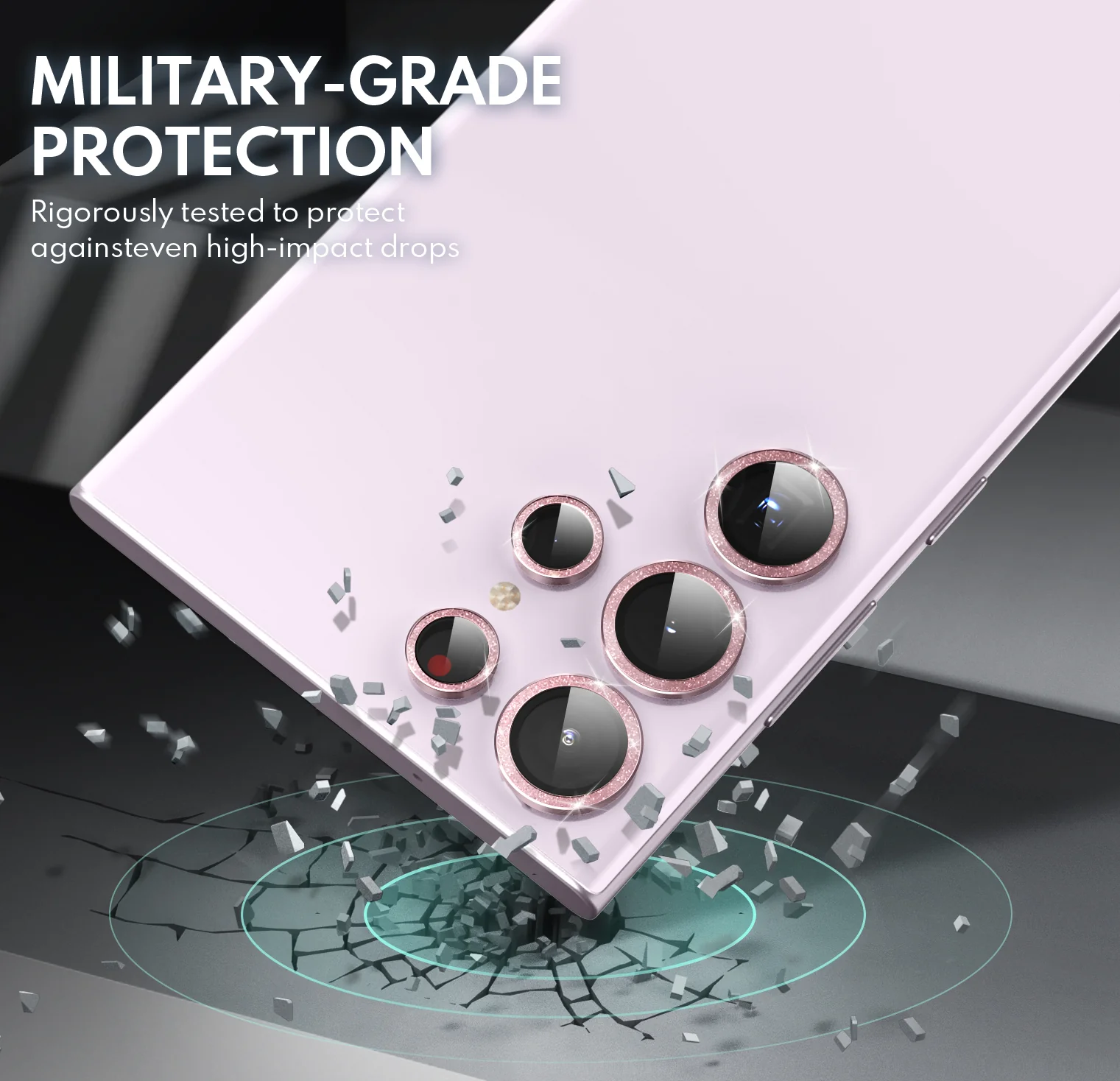 Tempered Glass Camera Lens Protector for Galaxy S23 Ultra-Glimmer Pink - Image 3