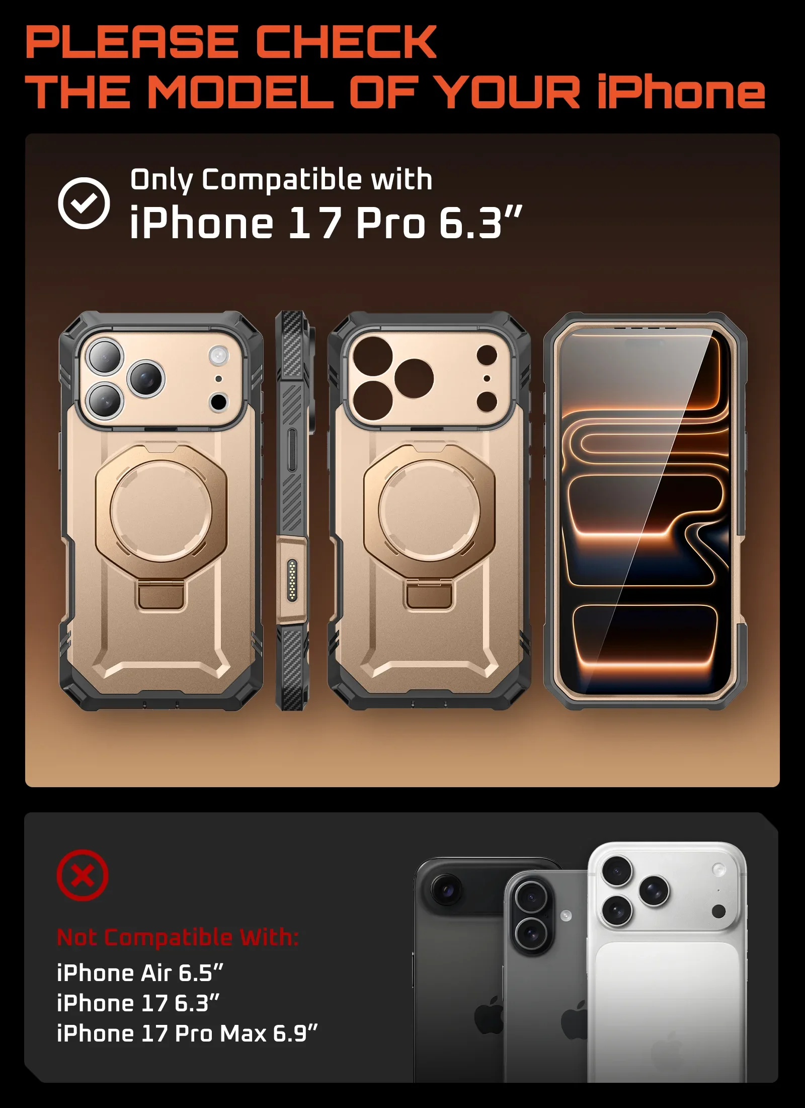 UB GRIP PRO Series iPhone 17 Pro MagSafe Phone Case with HD Tempered Glass - Desert - Image 7