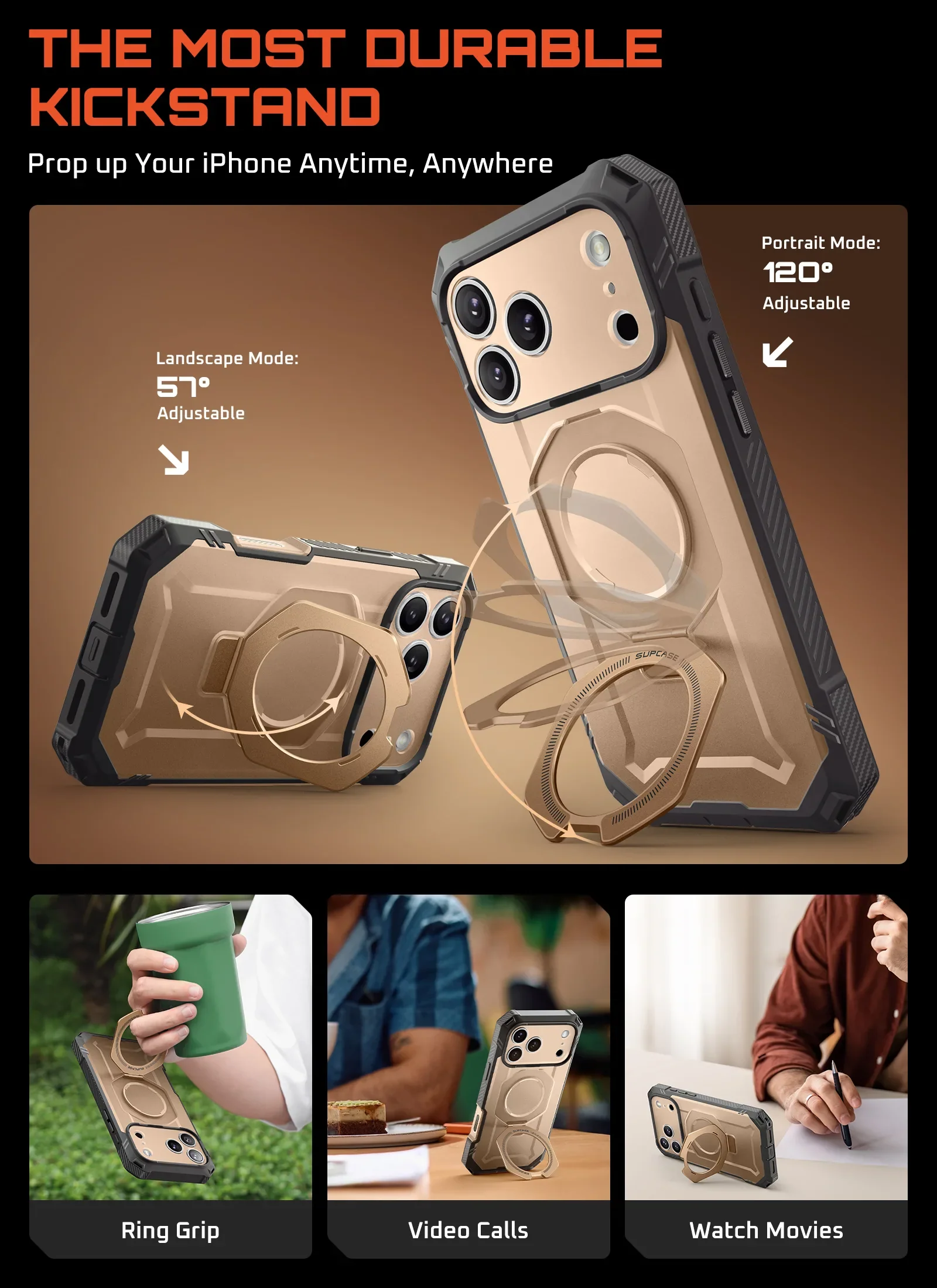 UB GRIP PRO Series iPhone 17 Pro MagSafe Phone Case with HD Tempered Glass - Desert - Image 9