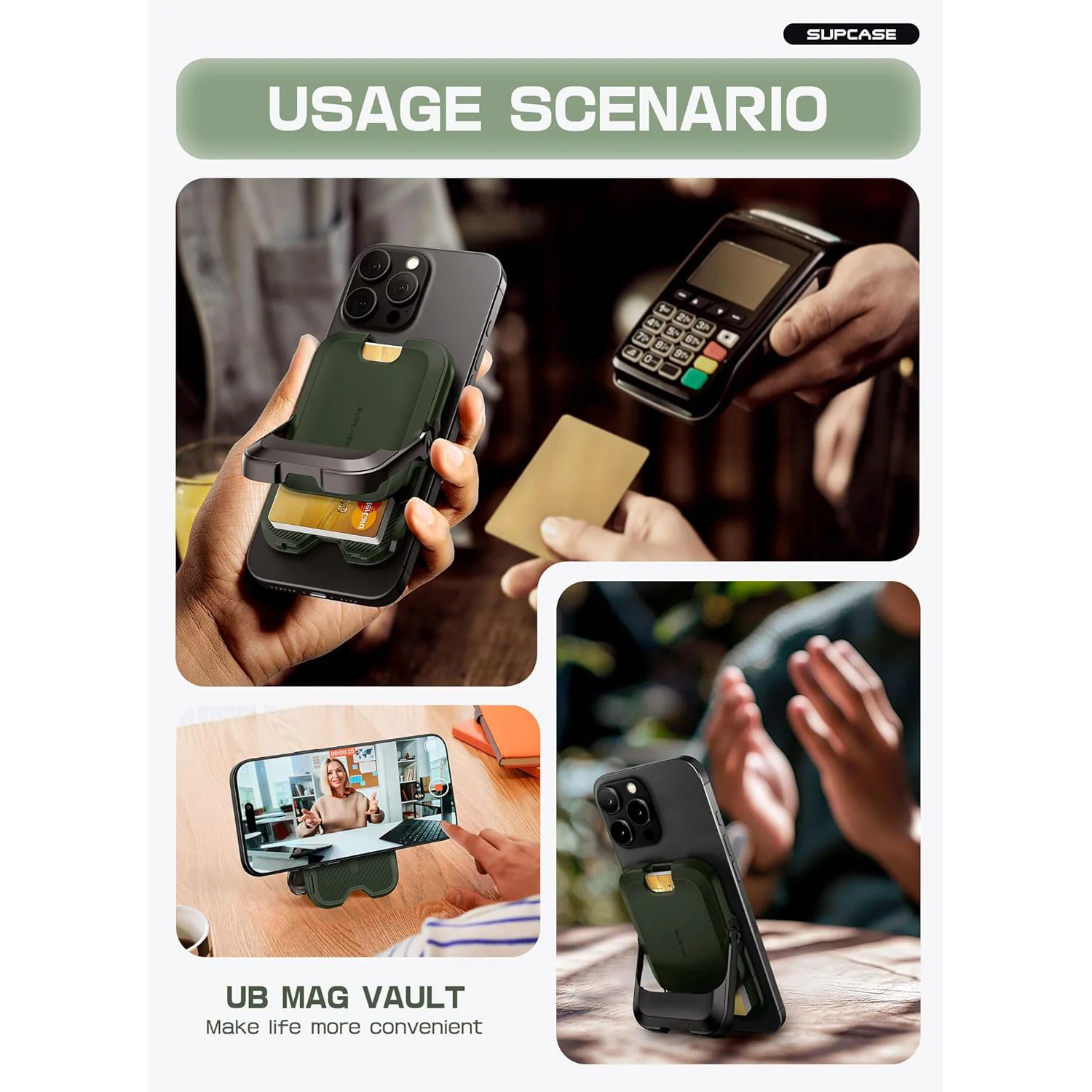 UB Mag Vault Magnetic Wallet with Stand - Battle Green - Image 6
