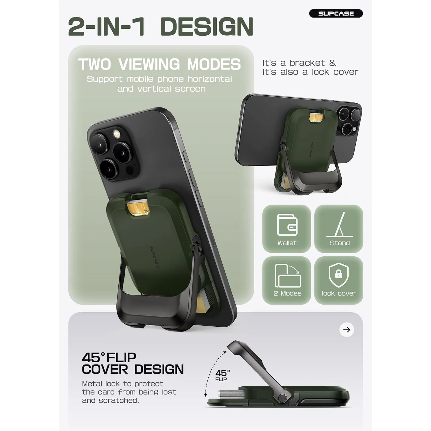 UB Mag Vault Magnetic Wallet with Stand - Battle Green - Image 8