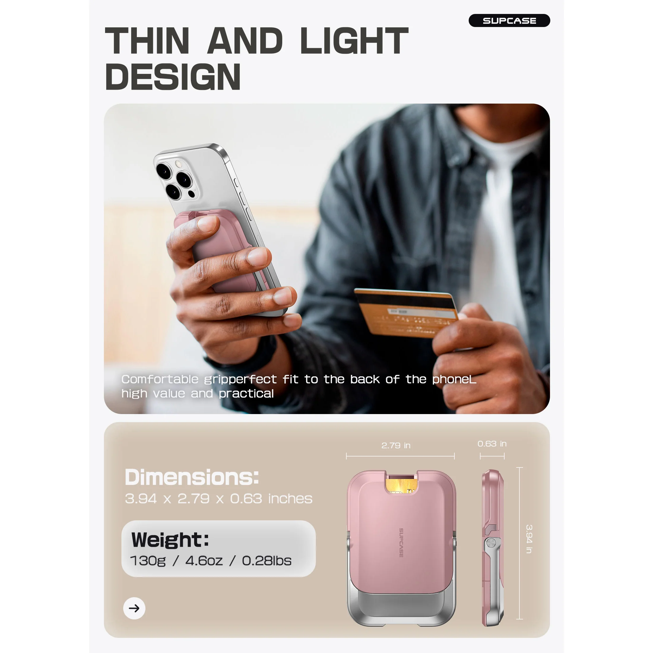 UB Mag Vault Magnetic Wallet with Stand - Blush Pink - Image 11