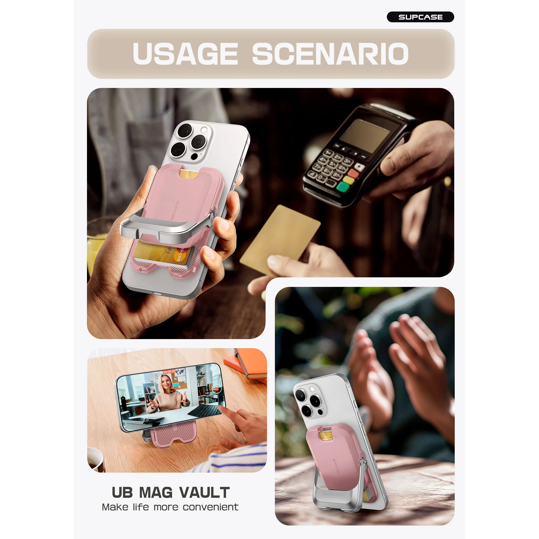 UB Mag Vault Magnetic Wallet with Stand - Blush Pink - Image 12