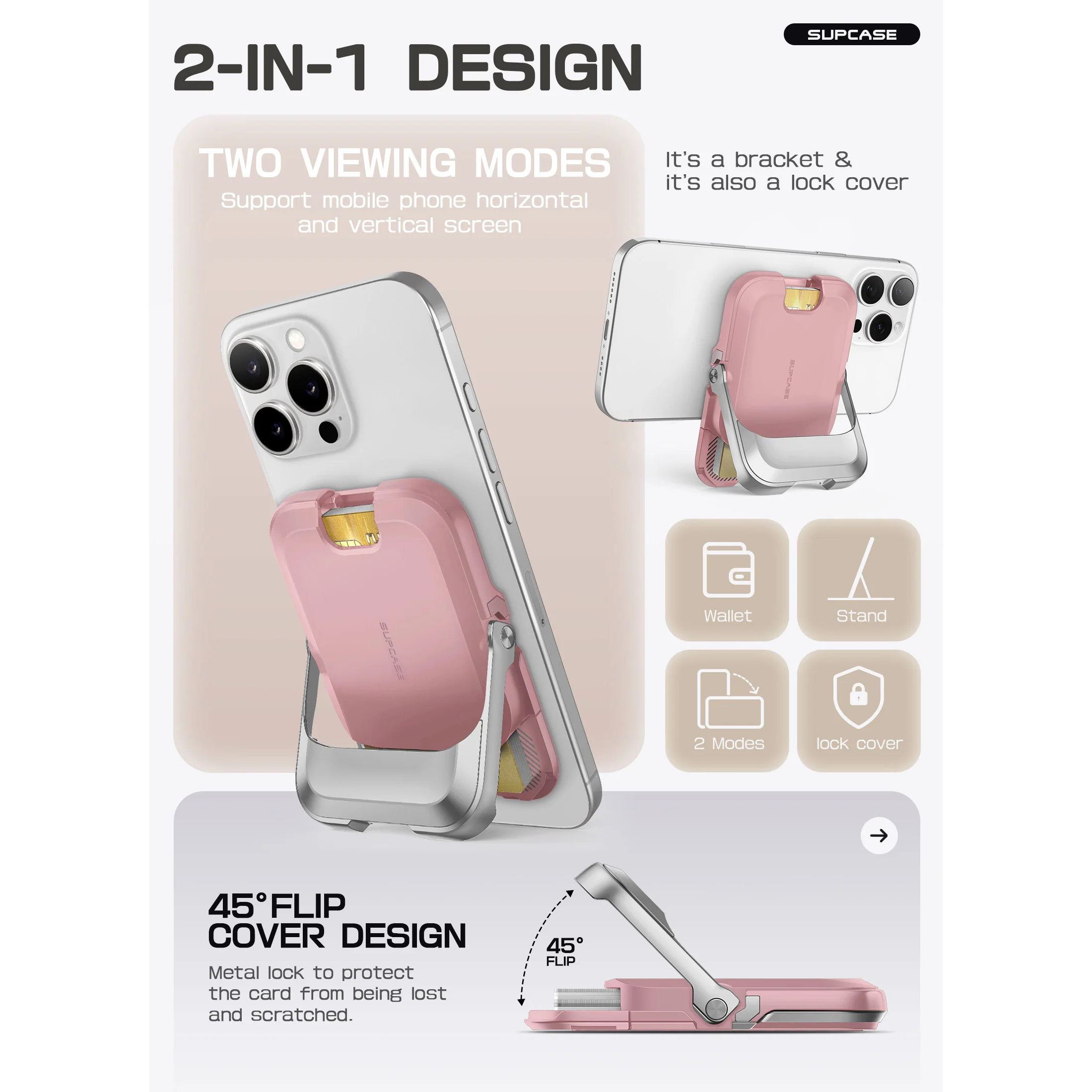 UB Mag Vault Magnetic Wallet with Stand - Blush Pink - Image 8