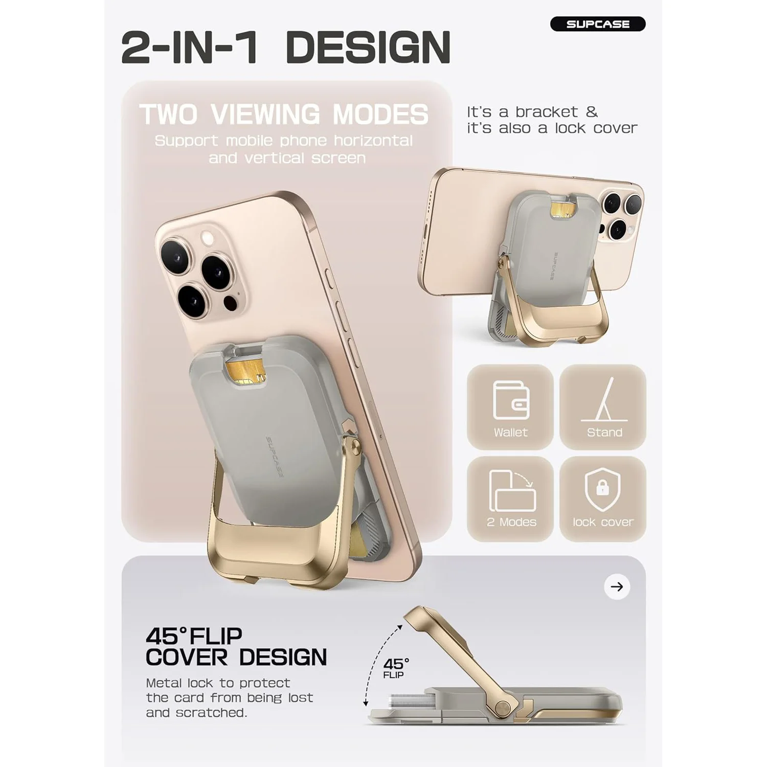 UB Mag Vault Magnetic Wallet with Stand - Gold - Image 7