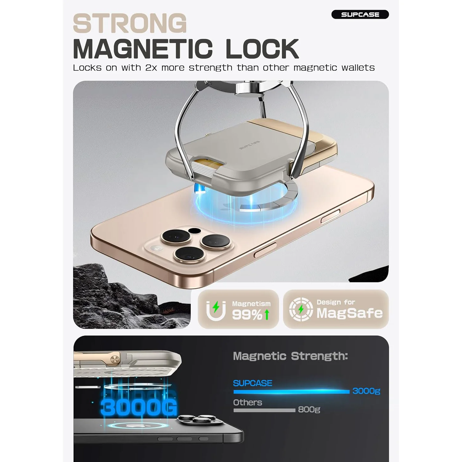 UB Mag Vault Magnetic Wallet with Stand - Gold - Image 8