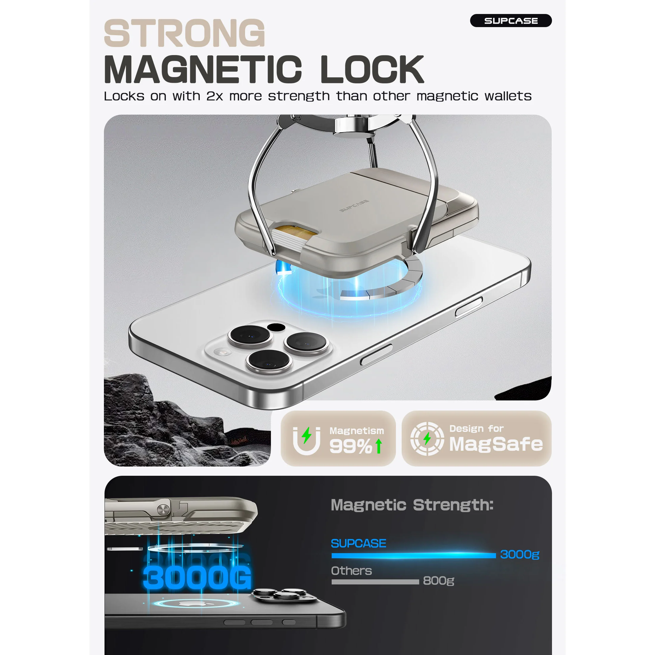UB Mag Vault Magnetic Wallet with Stand - Gray - Image 10