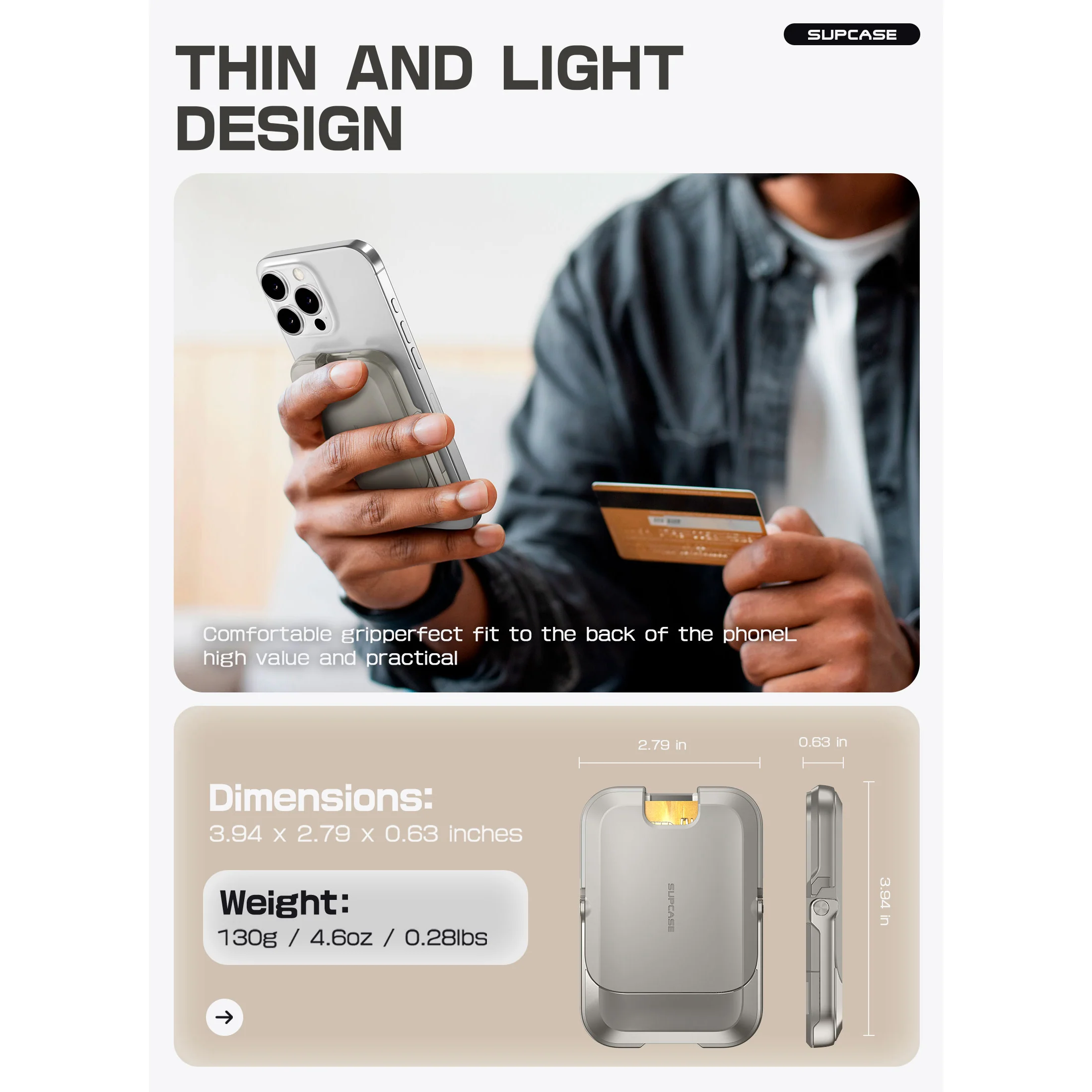 UB Mag Vault Magnetic Wallet with Stand - Gray - Image 12