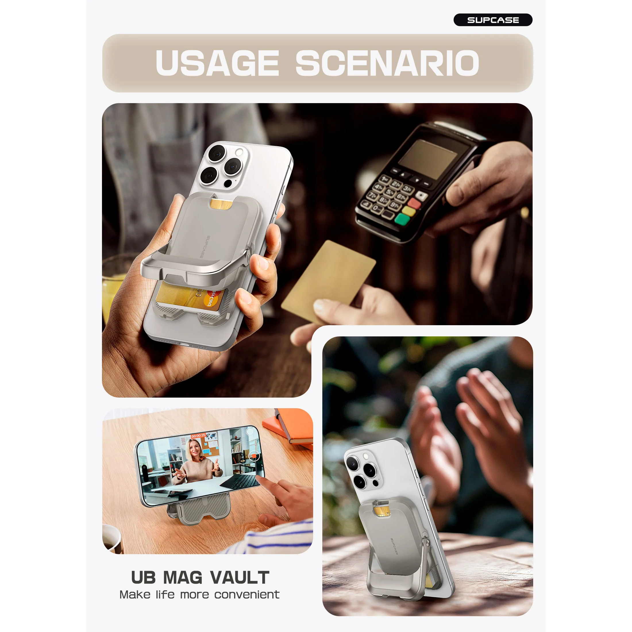 UB Mag Vault Magnetic Wallet with Stand - Gray - Image 13
