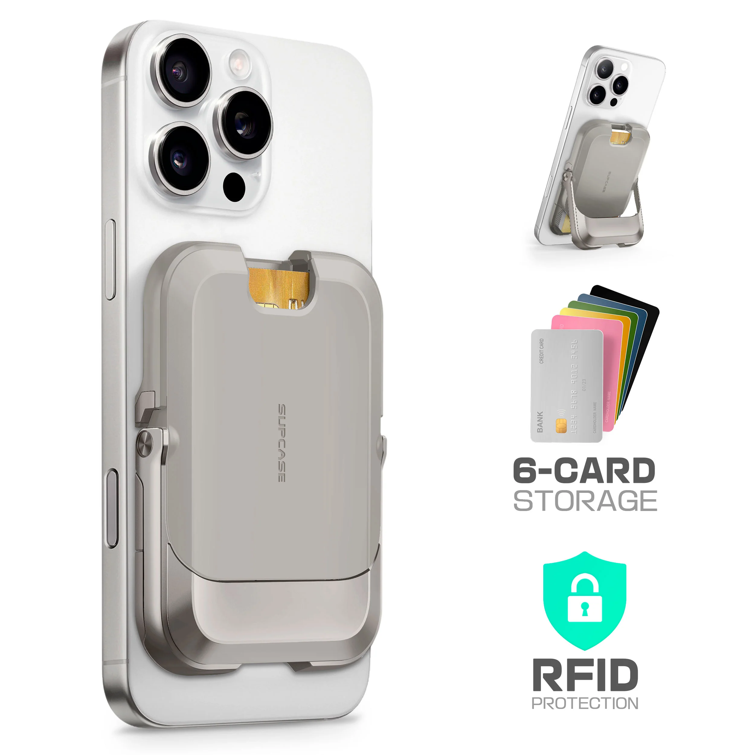 UB Mag Vault Magnetic Wallet with Stand - Gray - Image 6