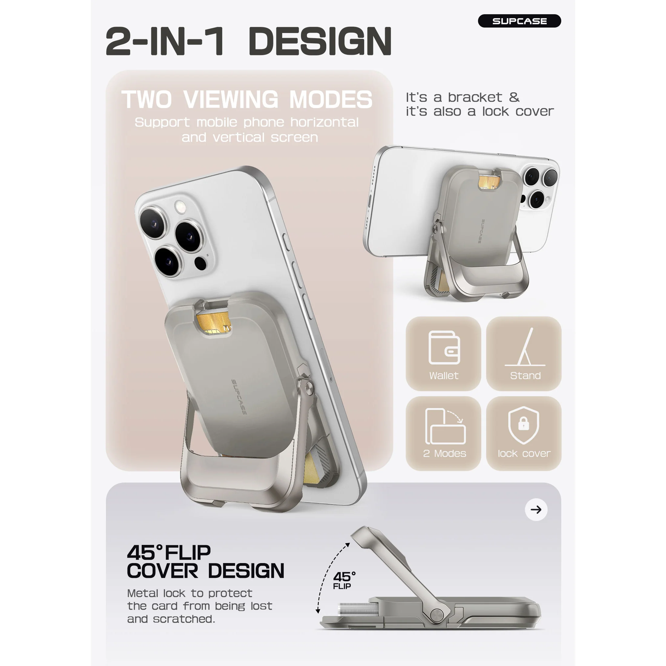 UB Mag Vault Magnetic Wallet with Stand - Gray - Image 9
