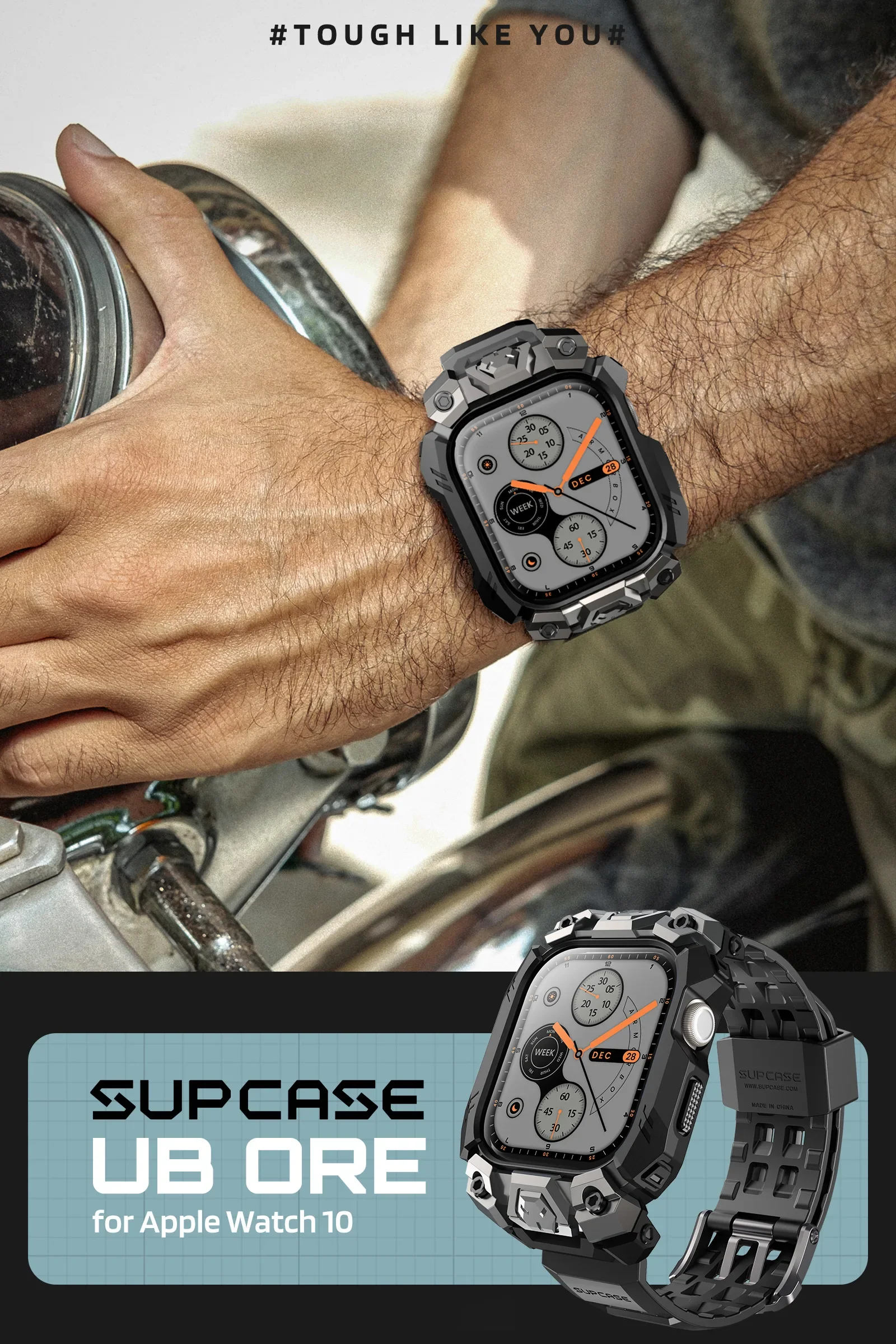 UB Ore Series Apple Watch Wristband Case (46mm) - Black - Image 11